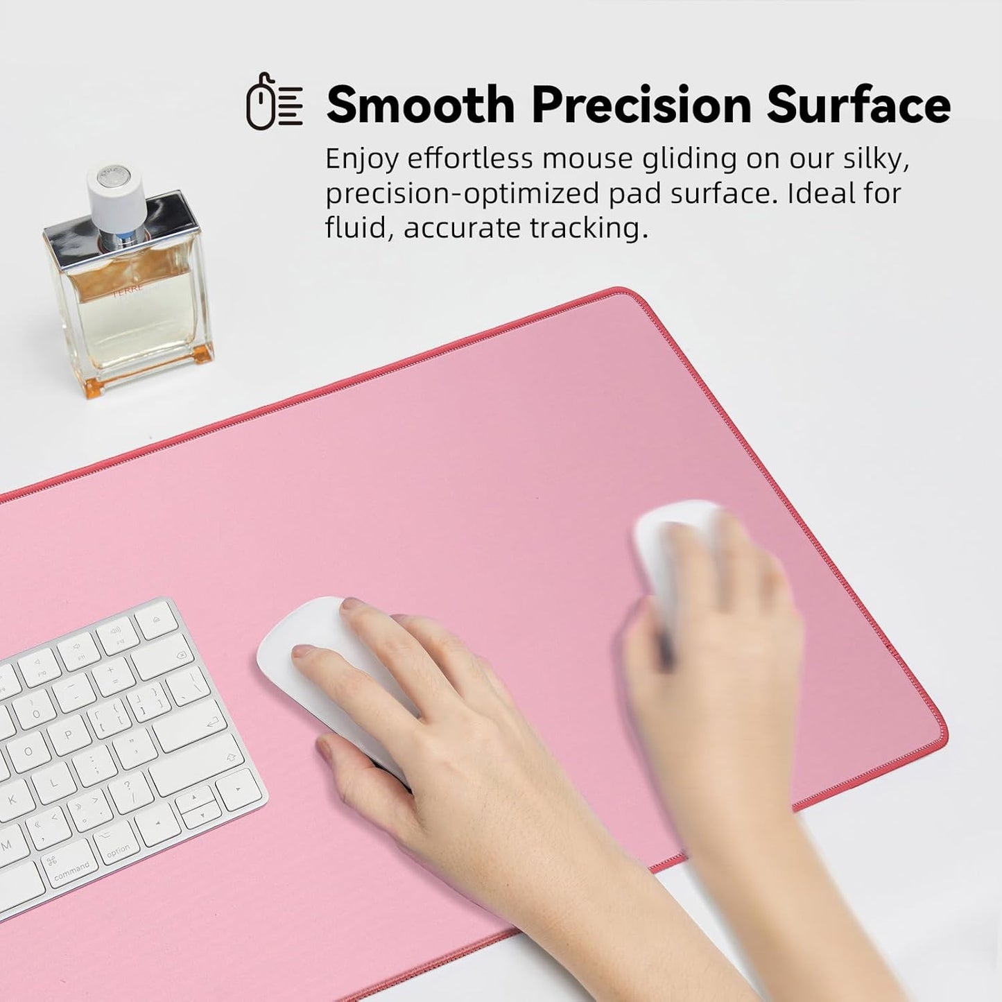 Waterproof Large Gaming Mouse Pad with Durable Stitched Edges, Non-Slip Rubber Base, Smooth Surface Mouse Mat Desk Pad for Home Office Gaming, 27.5"*11.8"*0.08", Dusty Rose