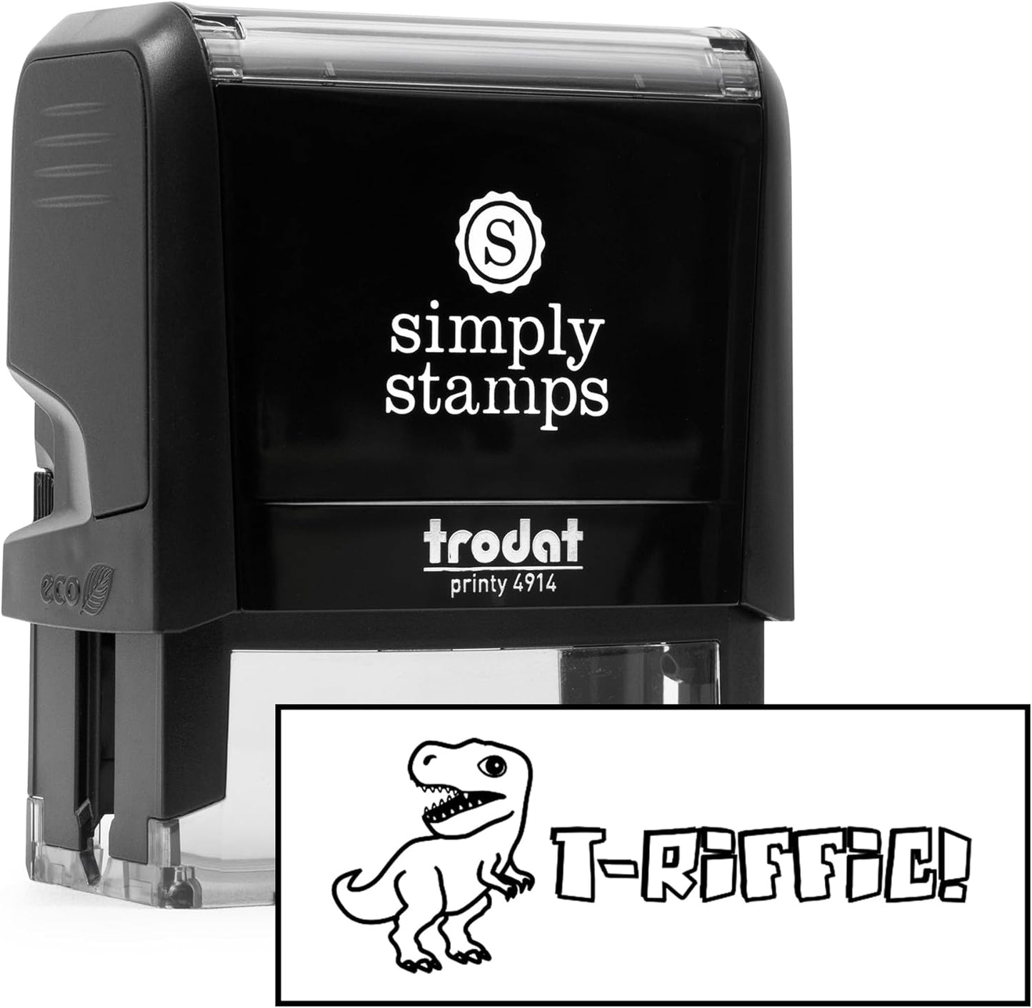 Custom Self-Inking T-Riffic! Teacher Stamps | 49 Fun Designs | Classroom & Library Stamps (Xtra Wide)