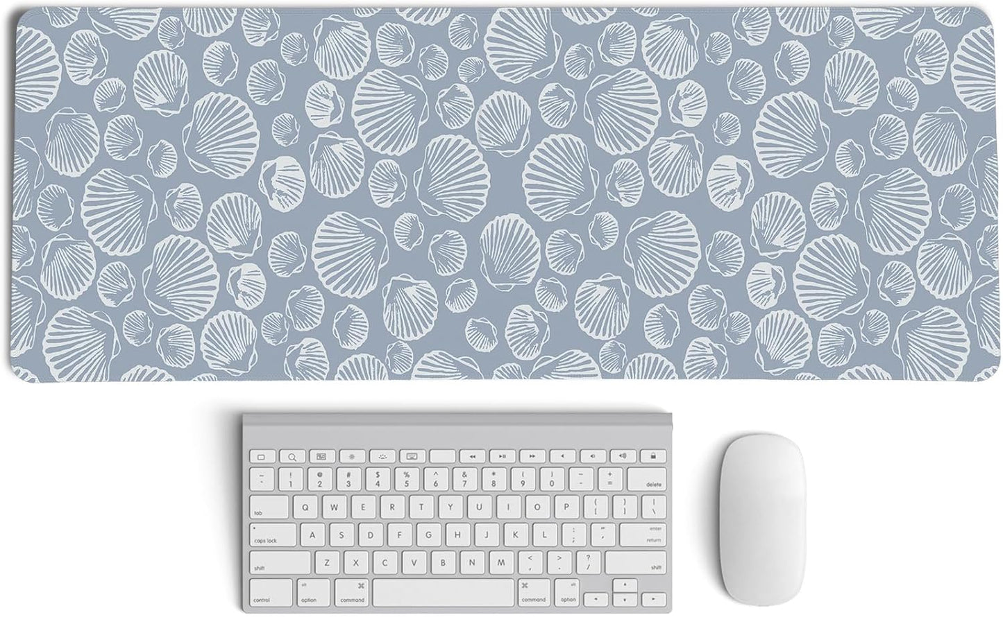 Seashell Mouse Pad,Coastal Beach Mouse Pad,XL Large Ocean Beach Seashell Desk Mat,Girly Summer Beachy Gaming Computer Pads,Girly Laptop Desk Mat,Summer Beachy Desktop Decor Art,31.5x11.8 Inch