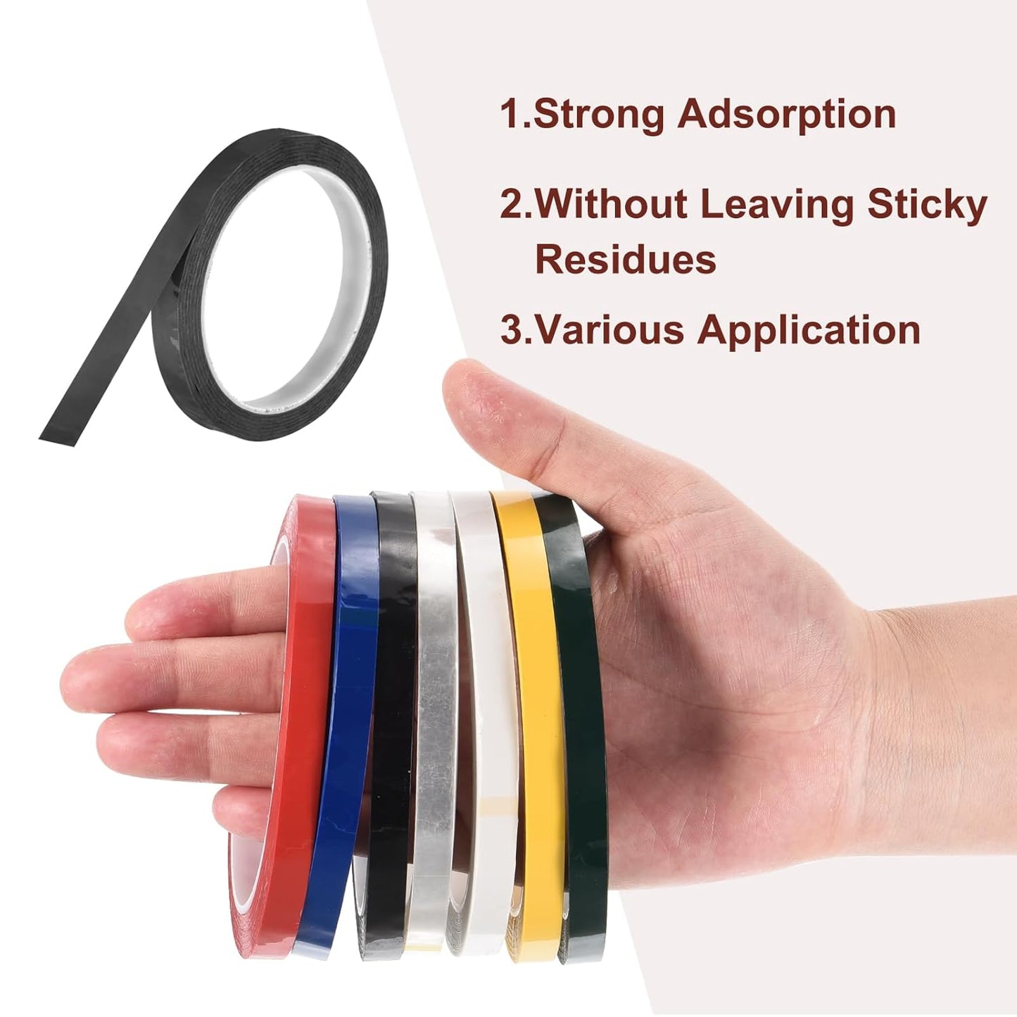 MECCANIXITY 10 Rolls Whiteboard Tape Graphic Chart Tape 12mm 54.7 Yard Art Tape Thin Self-Adhesive Pinstripe Tape Masking Tape for Gift Wrapping Craft Supplies, Black