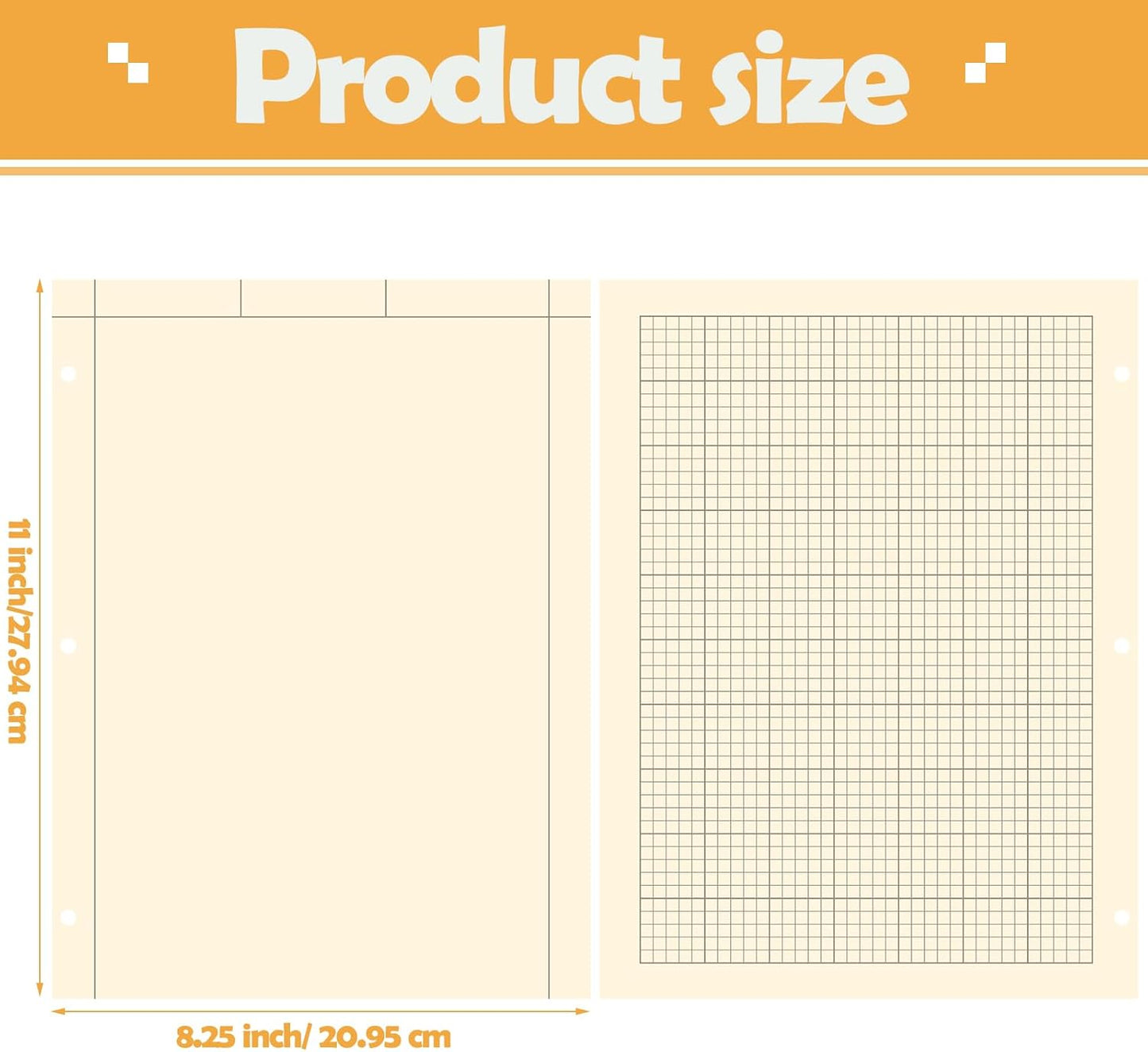 Seajan 5 Pcs Engineering Paper Notebook Engineering Computation Pad 8.5 x 11 Inches Engineer Graph Paper Notepad, 5 Squares Per Inch 3 Hole Punched Computation Pad, 100 Sheets/pack (Yellow)