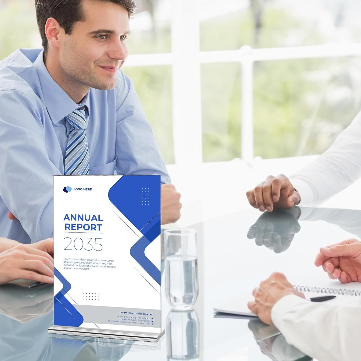 20 Pack Acrylic Sign Holder 4 x 6 Clear Display Table Signs Stand, Double Sided T Shape Flyer Holder Plastic for Picture Paper Frame Holder Home Office Menu Retail Show Fair