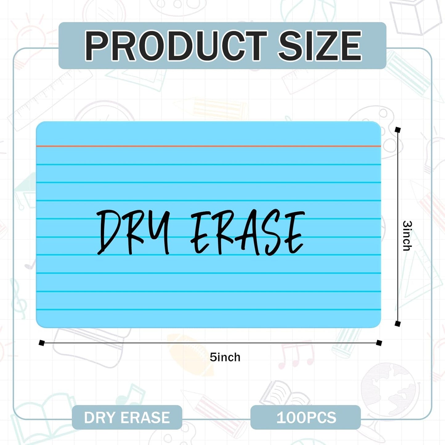 Harloon 100 Pcs Dry Erase Index Cards 3 x 5 Inch Laminated Reusable Dry Erase Note Cards Sheets for Office to Do List (Ruled Candy Color)