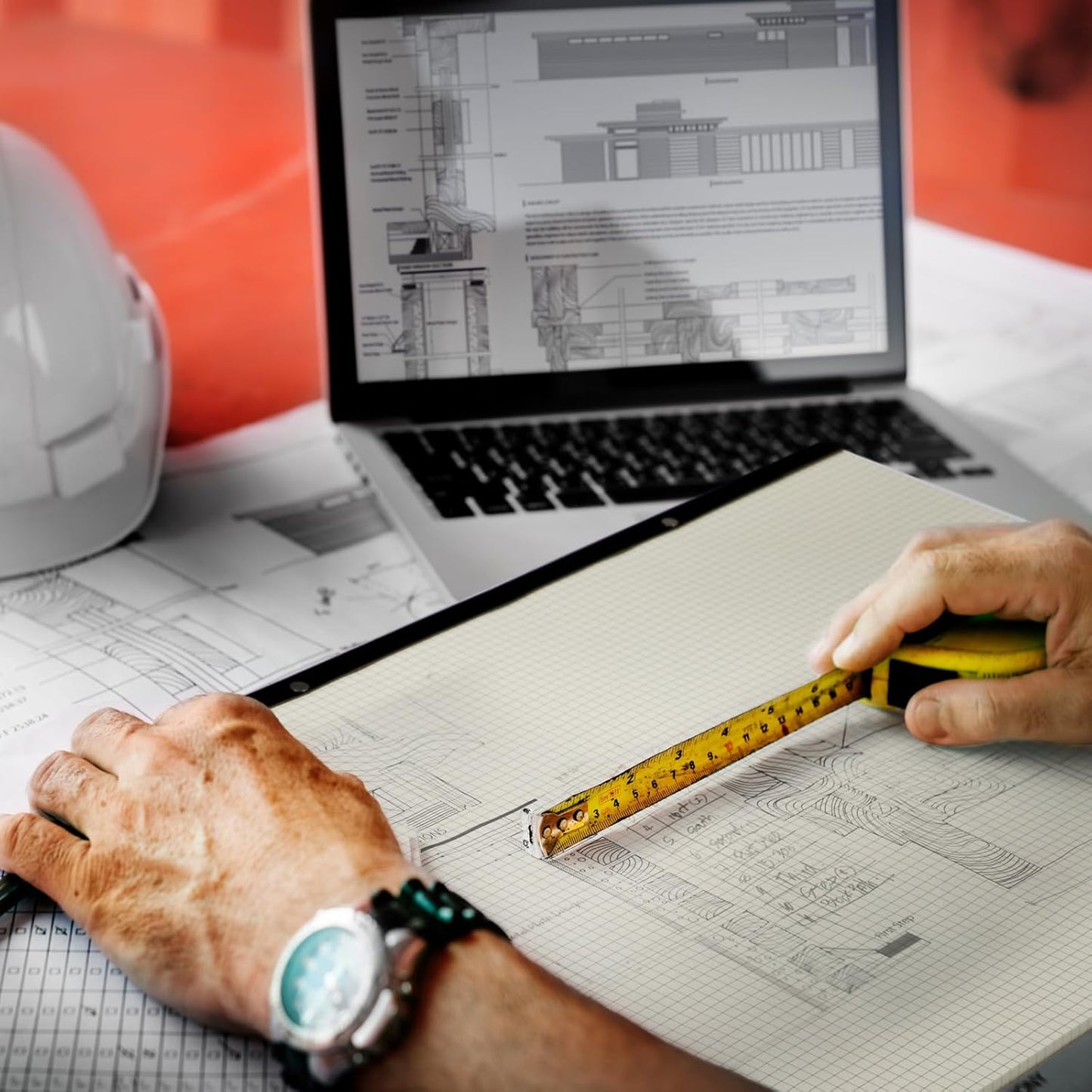 Fainne Large Engineering Graph Paper Pad 22''x17'' Landscape 4" x 4"Grid Pad Giant Drafting Sketching Graph Paper for Engineer Architect Designer Mathematician Draftsman(Beige and Black)