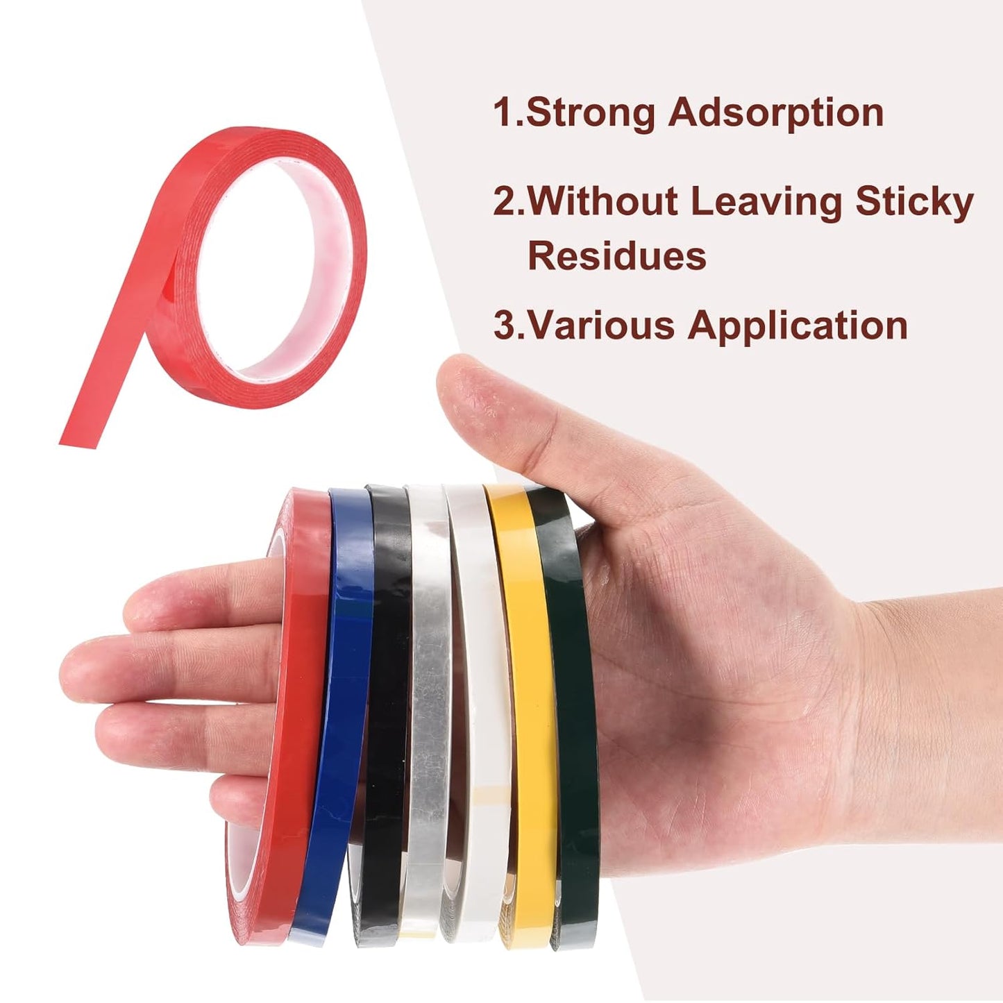 MECCANIXITY 6 Rolls Whiteboard Tape Graphic Chart Tape 18mm 54.7 Yard Art Tape Thin Self-Adhesive Pinstripe Tape Masking Tape for Gift Wrapping Craft Supplies, Red