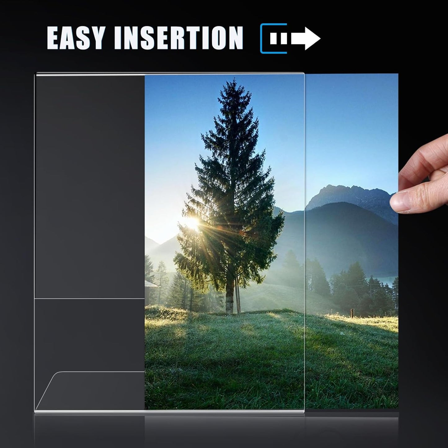 6pack Acrylic Sign Holder 5x7 for Picture Frames, L Shape Clear Plastic, Plastic Sign Holder,Menu Holder, Unbreakable Table Sign Holder for Restaurant, Office, School, Store and Home Use