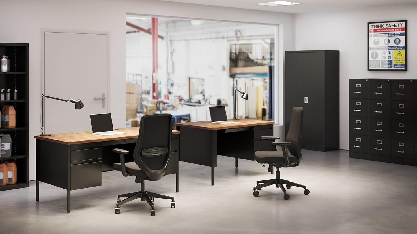 Commercial 4 Drawer Letter Width Vertical File Cabinet, 25" Deep - Black