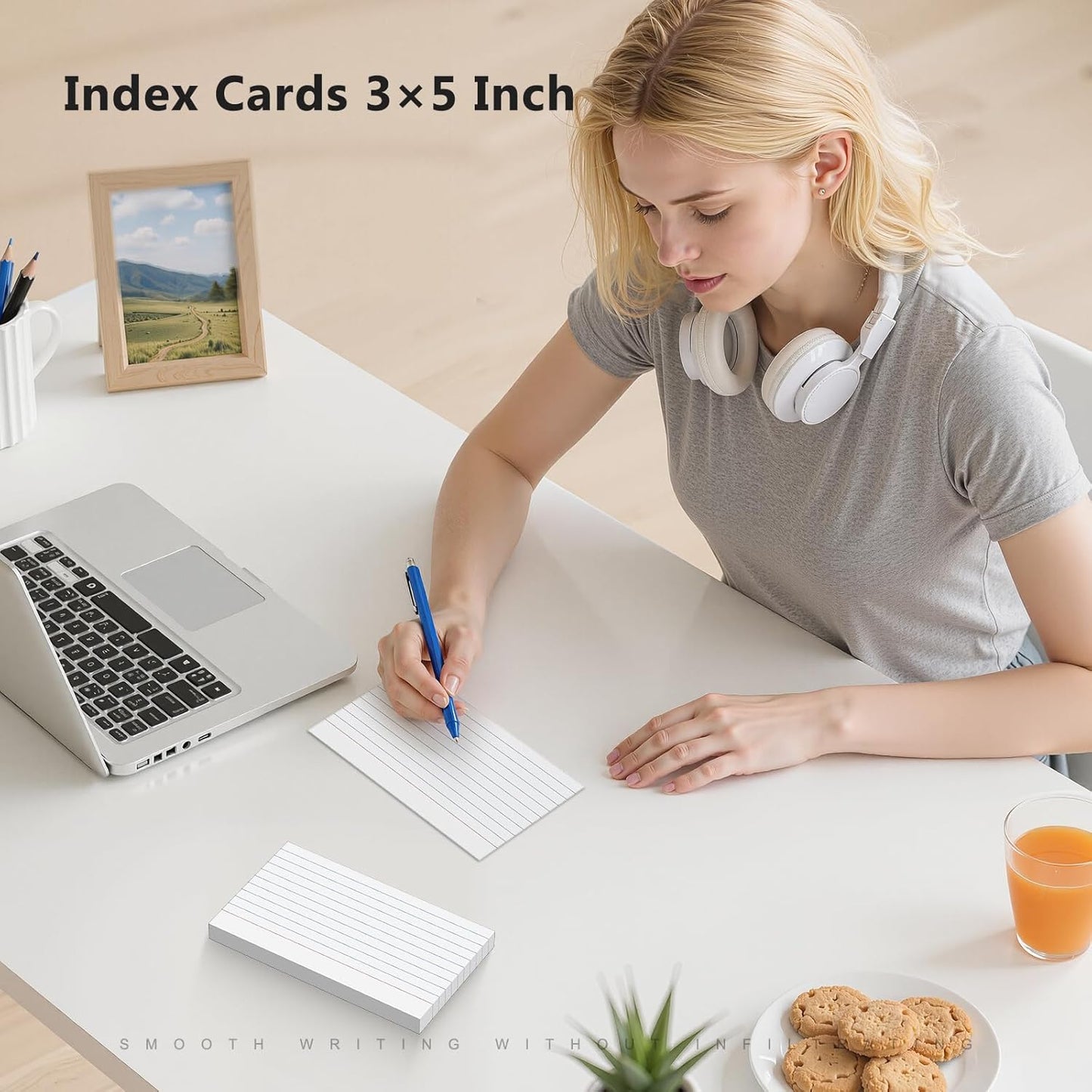 250 Count Index Cards 3 x 5 Inch, Heavyweight White Lined Note Cards Portable Ruled Flash Cards Perfect for Studying and Organizing, Note Taking Study Flashcards for Home, School and Office