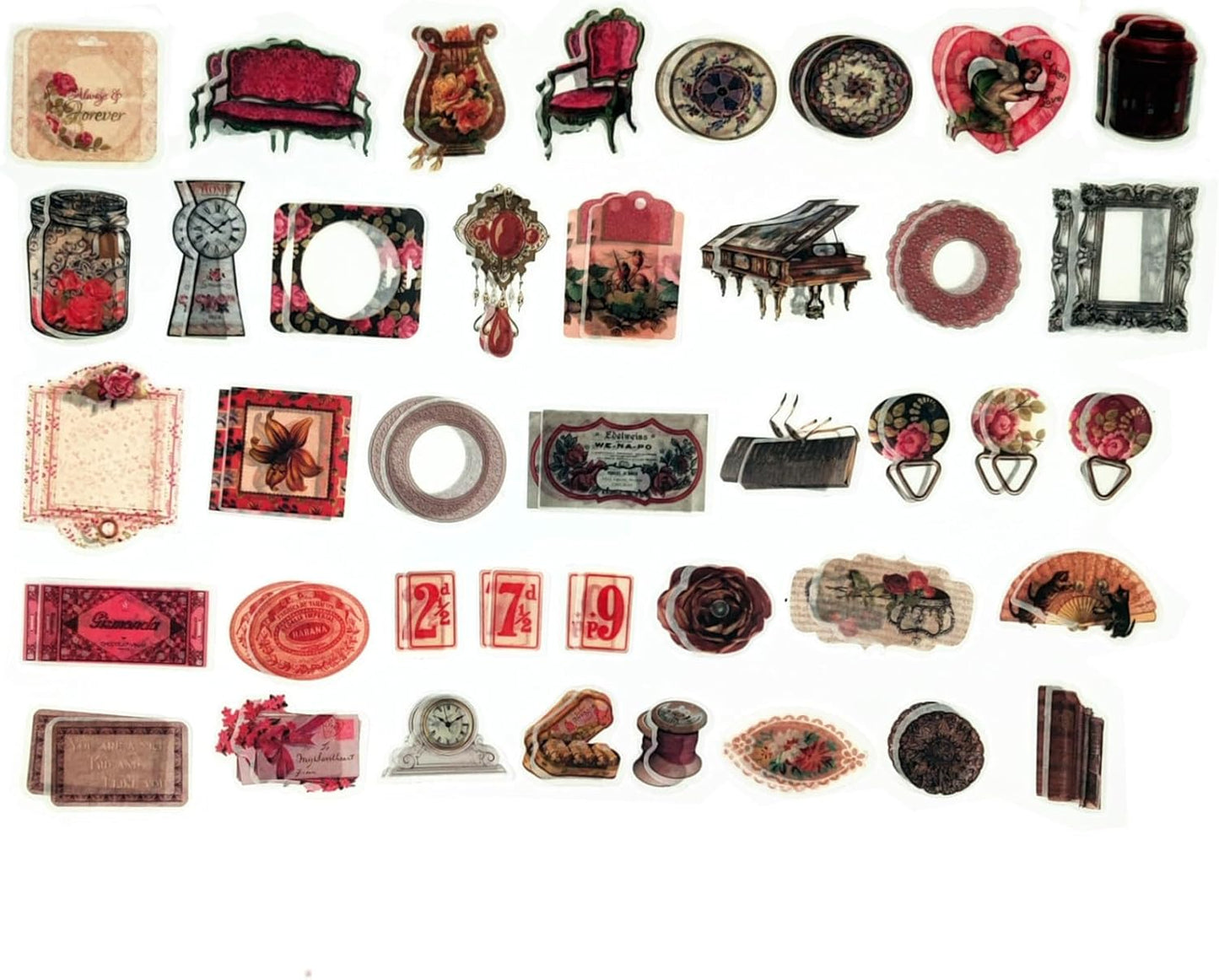 200PCS Vintage Scrapbooking Supplies Pack, Aesthetic Scrapbook Sticker Paper Art Journaling Kit for Bullet Junk Journals,Planner,Cottagecore Decor Gifts (Pink Retro Collection)