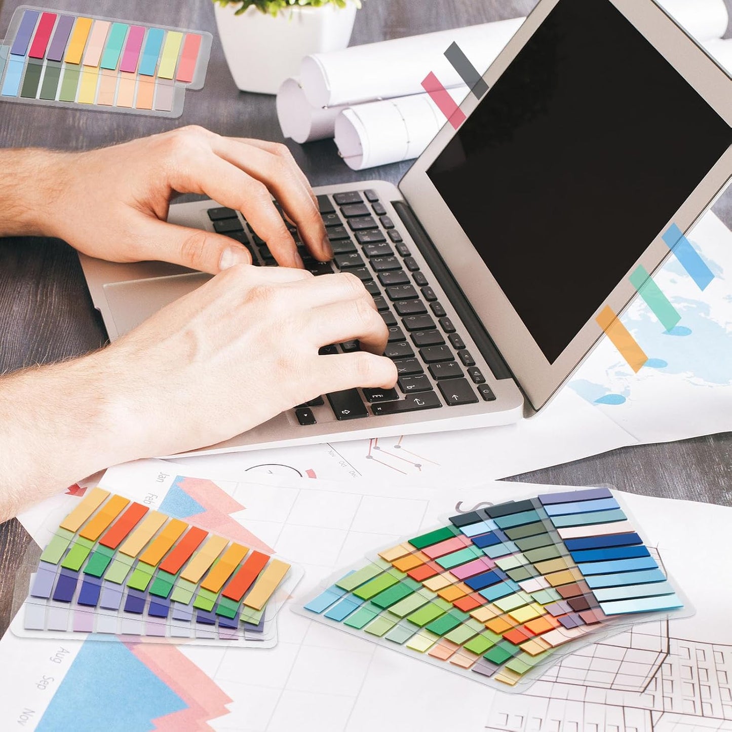 ReliThick 8000 Pcs Annotation tabs Sticky Tabs for Books Transparent Sticky Notes Multi Colored Writable Page Markers Book Flags Strip for Annotating Reading Supplies Bookish Gift (Light Colors)