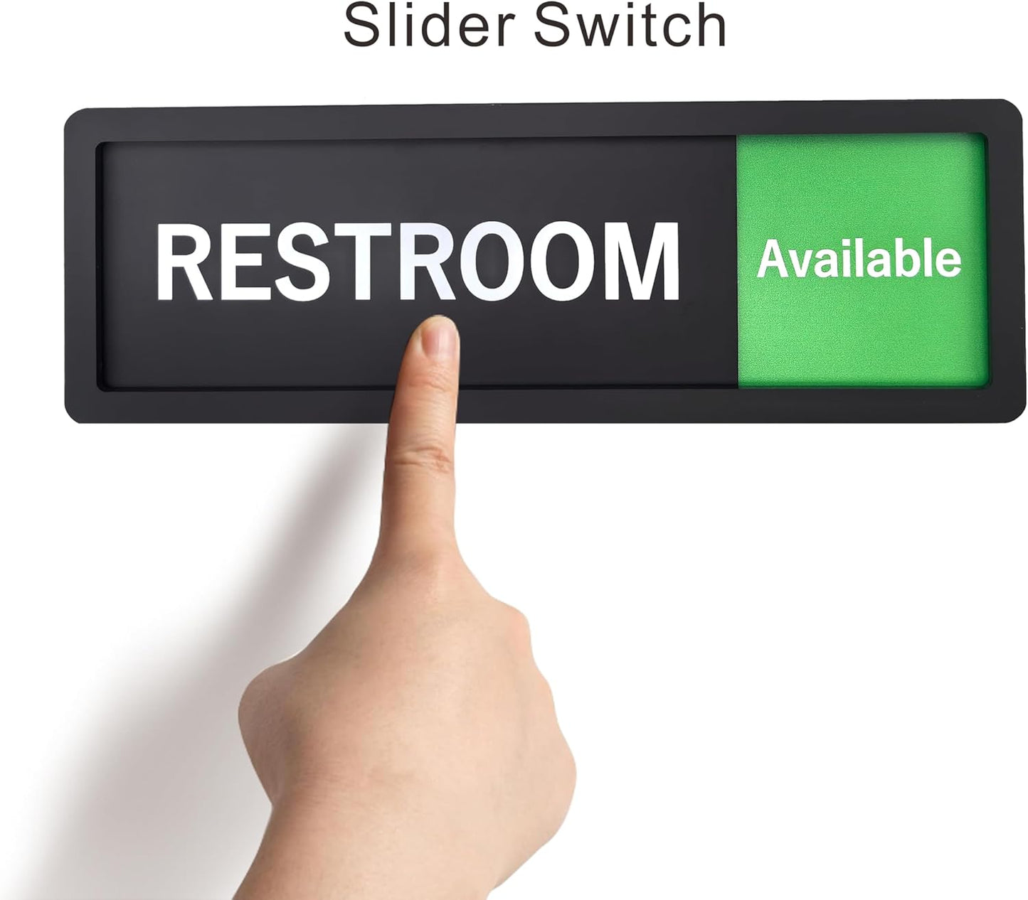 Restroom Sign – In Use / Available Slide Switch Sign ，Premium Durable Acrylic Material, Super Strong Self-Adhesive, Quick Installation, Suitable For Your Home And Business ( 9×3 Inches, Black) (Restroom)