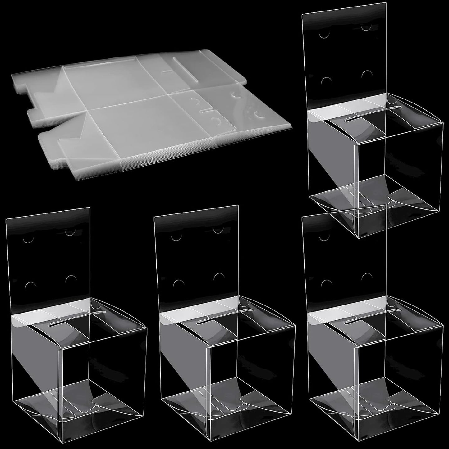 Eersida 20 Pieces Clear Raffle Boxes with Slot 6 x 6 x 6 Inch Plastic Donation Box Voting Suggestion Ballot Containers with Removable Header for Fundraising Collecting Business Card Voting Contest