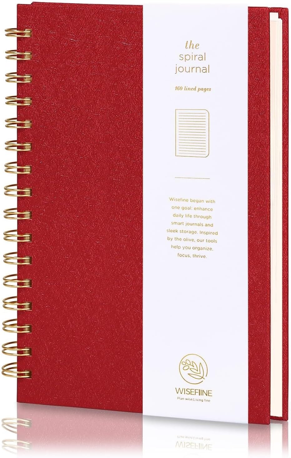 Spiral Journal Notebook with 160 Lined Pages – Hardcover Writing Journal with Gold Twin-Wire Binding, A5 College Ruled Notebooks for Work, School, Travel, Diary, Gift for Women & Men Red