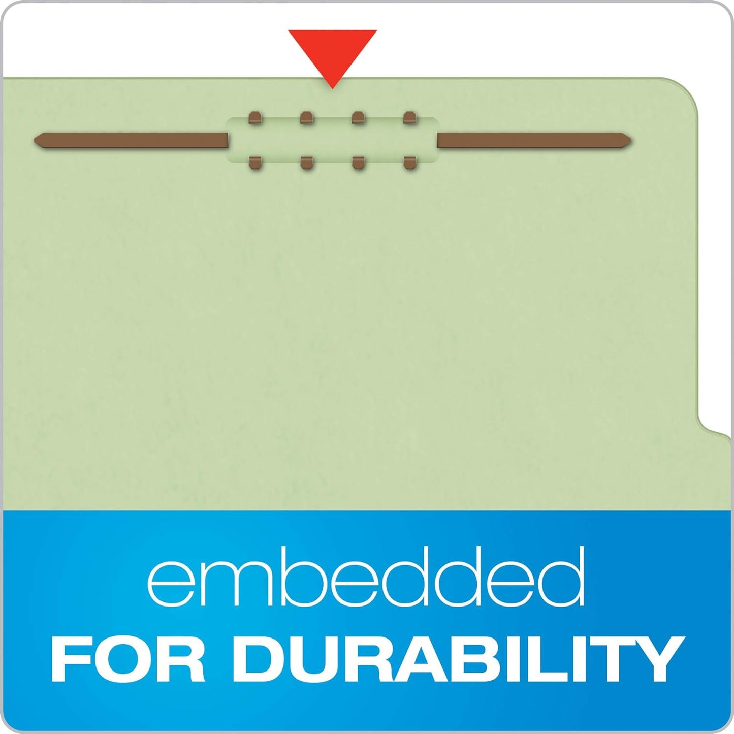 Pendaflex Recycled Classification File Folders, 1 Divider, 2" Embedded Fasteners, 2/5 Tab Cut, Legal Size, Light Green, Box of 10 (28776R)