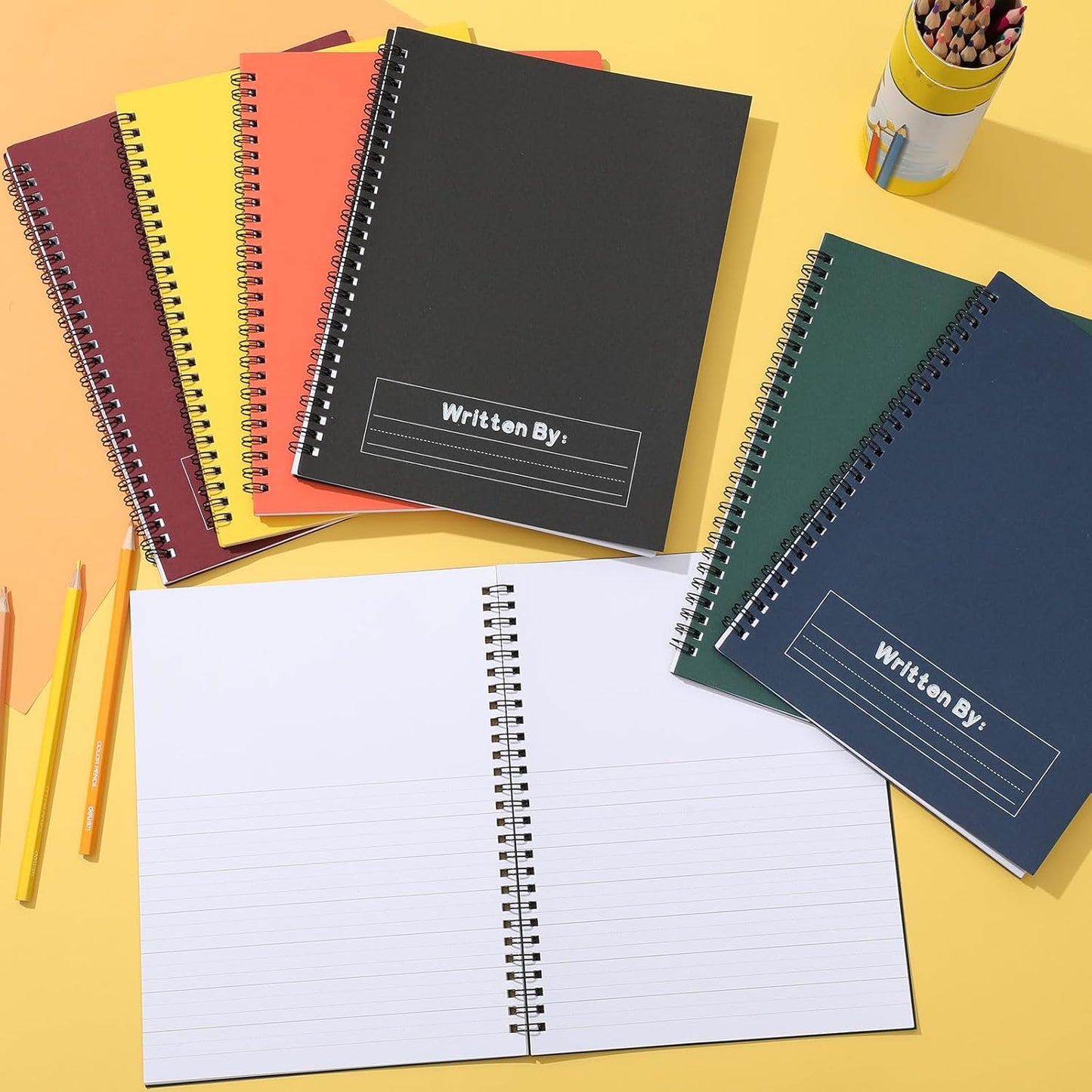 Henoyso 10 Pcs 100/50 Sheets Primary Composition Notebook K-2 Bulk Spiral Primary Journal Drawing Handwriting Practice for Kids Kindergarten 1st 2nd Back to School Supplies (Jewel Tone Color,50 Sheets)