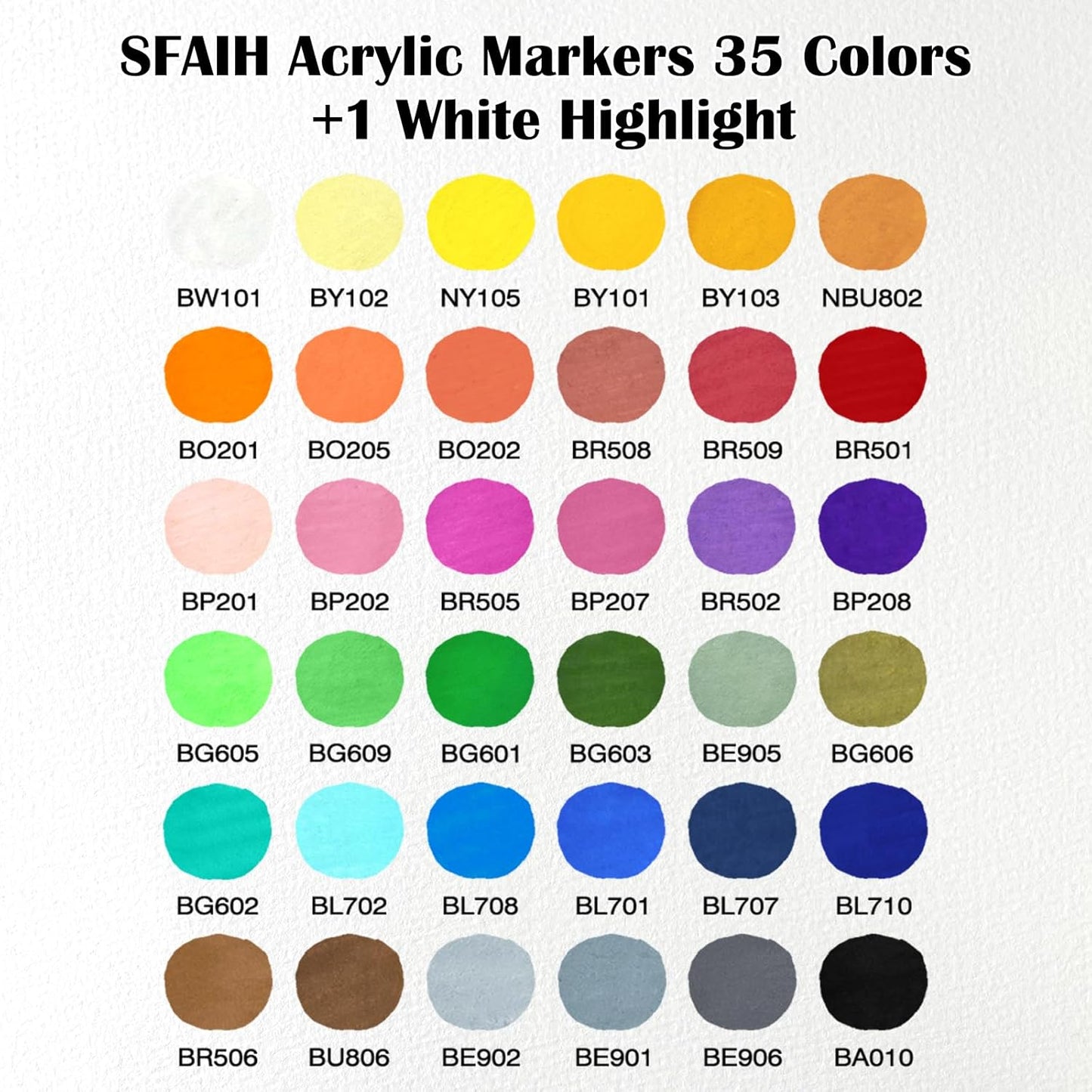 SFAIH Halloween Gifts Acrylic Paint Markers, 36 Colors Dual Tips Acrylic Brush Markers With Chisel Tip, Automatic Ink Control, Ultra-High Coverage, No Bleed Ink, Art Supplies for Rock, Canvas, Fabric
