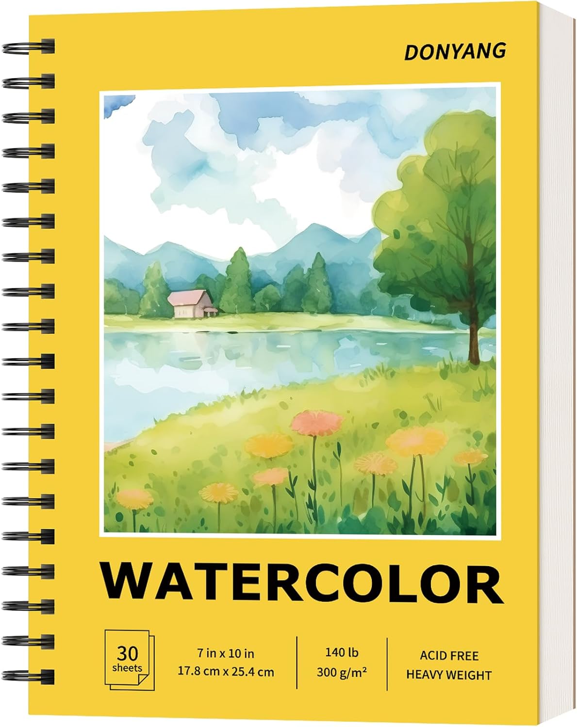 7"x10" Watercolor Paper Pad, 30 Sheets Watercolor Paper, 140lb/300gsm Spiral Bound Art Sketch Book for Adult, Bulk College Essentials, Watercolor Textured Paper for Finger Paint, Canvas Painting
