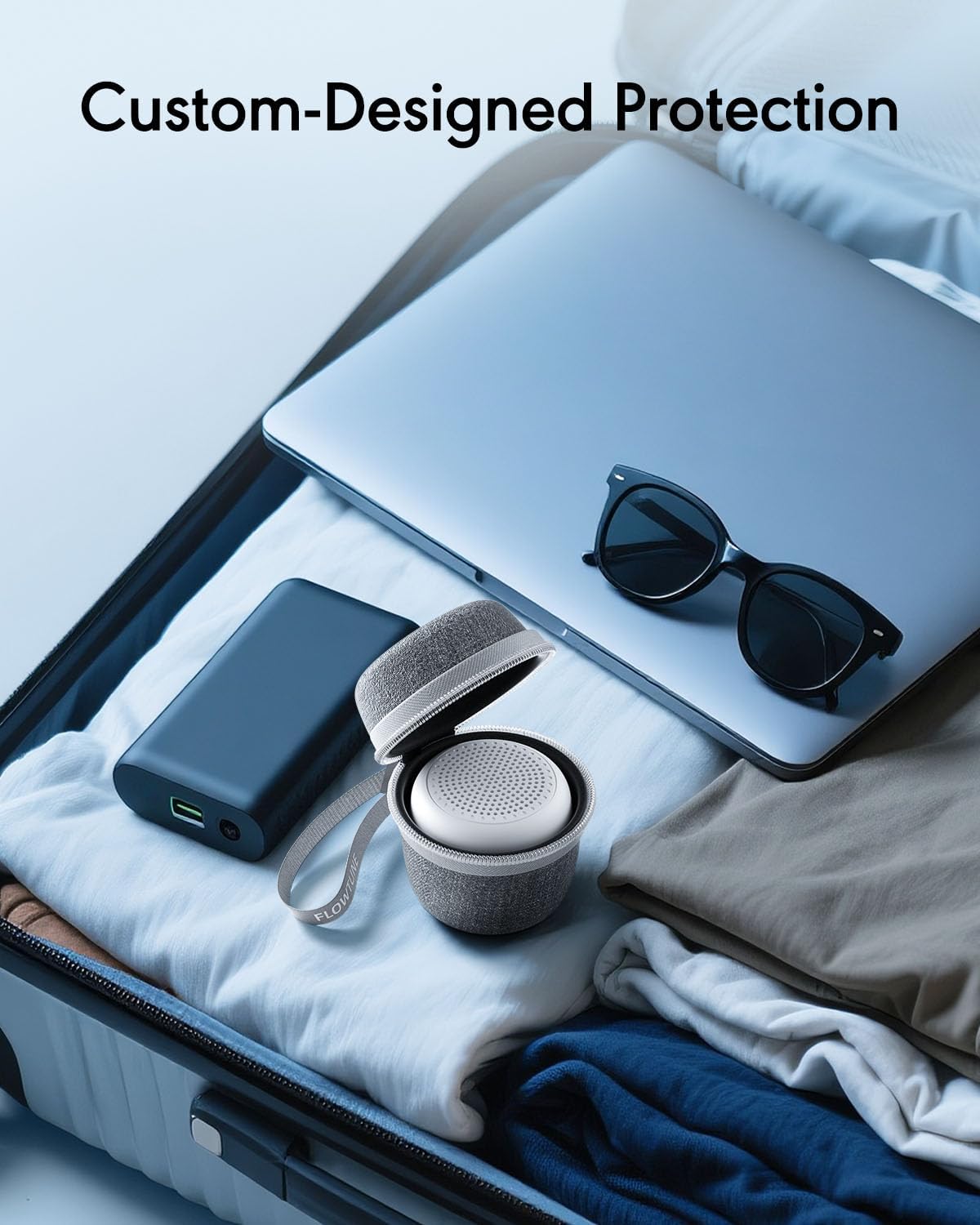 Portable Travel Case for FLOWTUNE Mini White Noise Sound Machine with Reinforced Zipper & Compact Design for On-The-Go (CASE ONLY)