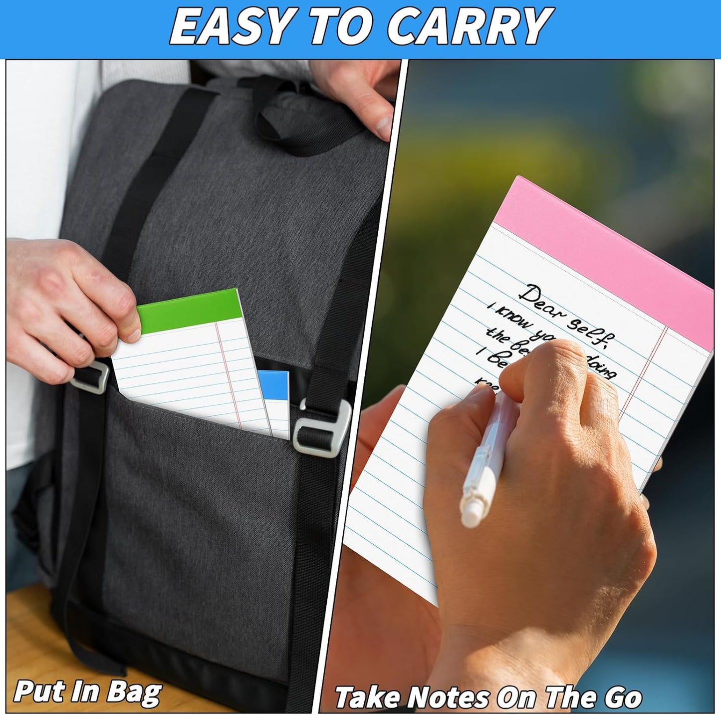 36 Pack Legal Pads Bulk, 5x8 Inch Rainbow Notepad, Note Pads College Ruled Perforated Memo Pad for Work Study Daily Note Taking List, Lined Writing Pads Memo Refills Notepads for Office Home School