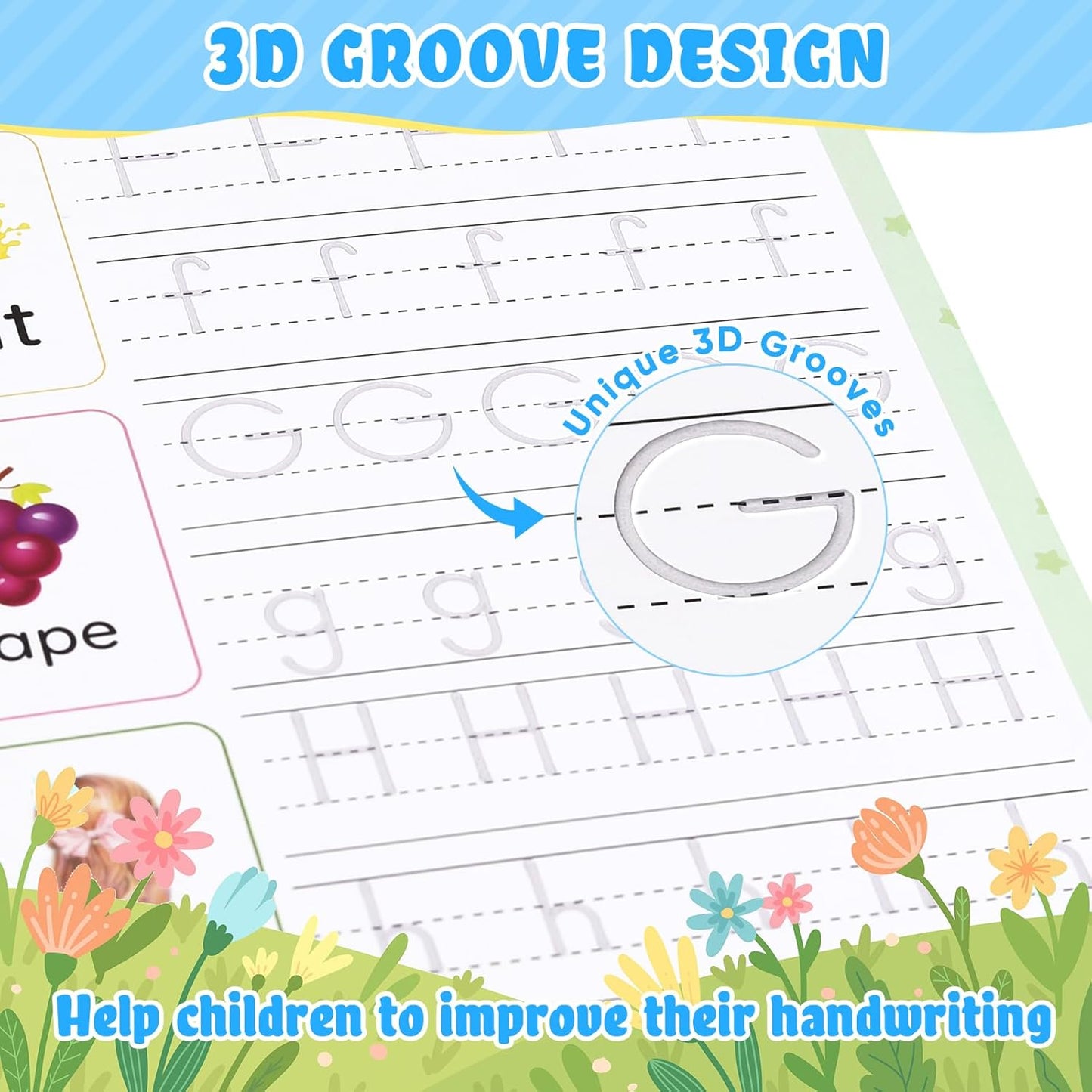 Magic Ink Copybooks for Kids Reusable Handwriting Workbooks for Preschools Grooves Template Design and Handwriting Aid (6)