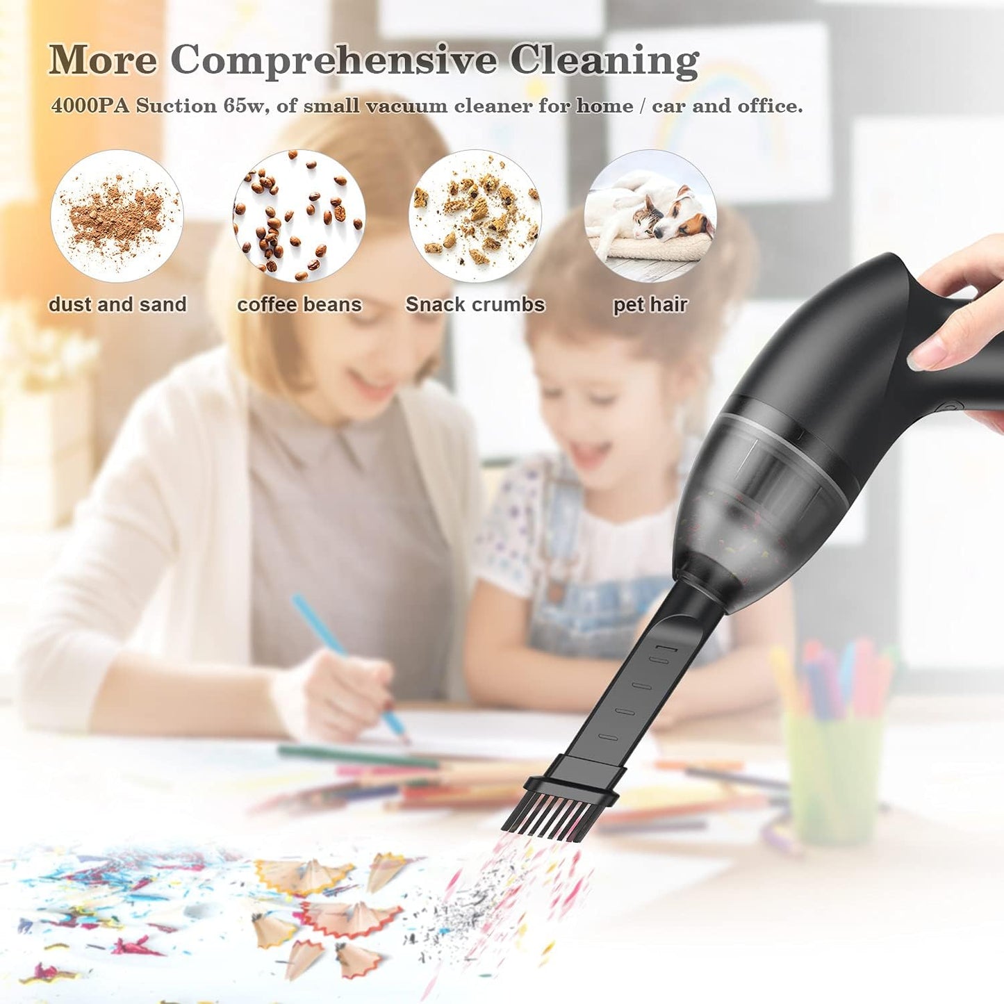 Mini Vacuum Cleaner-Rechargeable,Cordless,Desk Vacuum Cleaner for Dust,Hair,Crumbs,Car,Sewing Machine (H043)