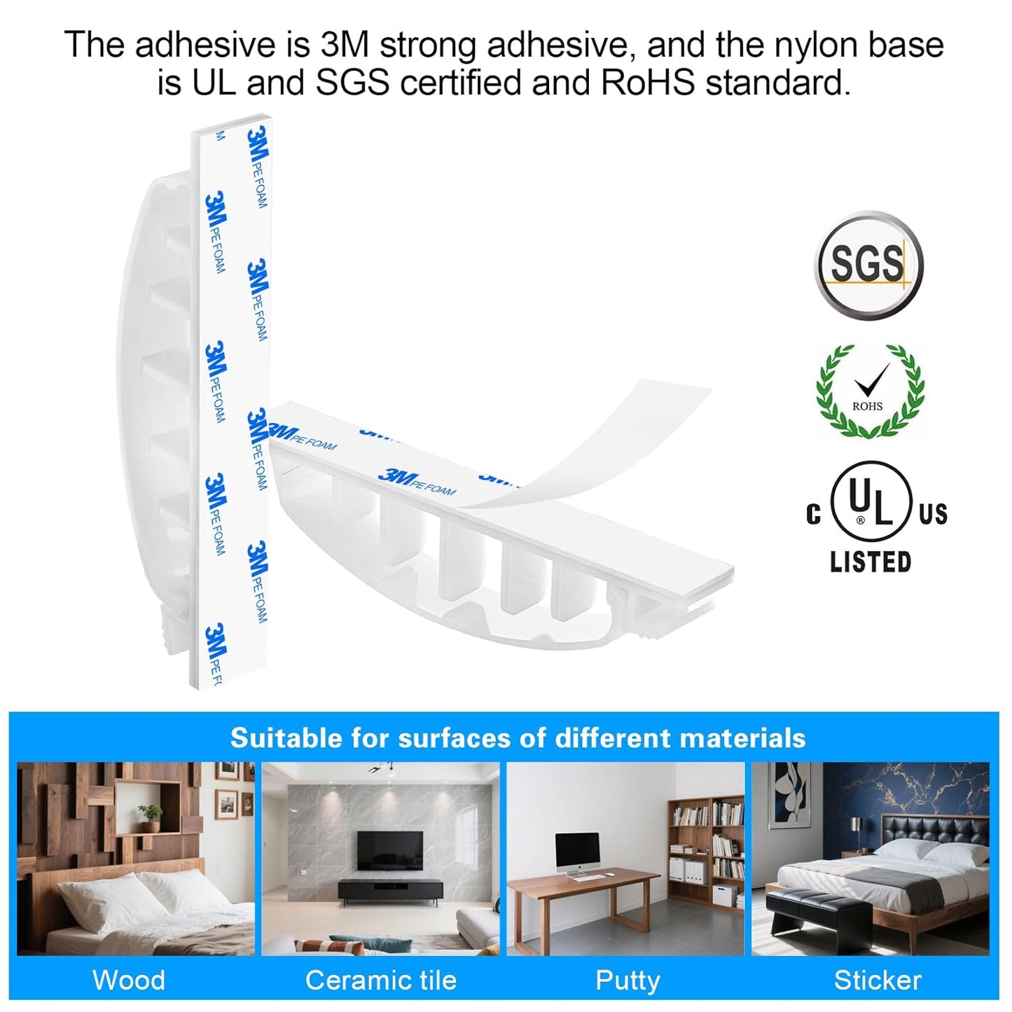 XHF 30pcs Adhesive Cable Wire Clips white, Outdoor Cable Management Wire Organizer Cord Holder for Under Desk, Car, Wall, TV PC Ethernet Cable