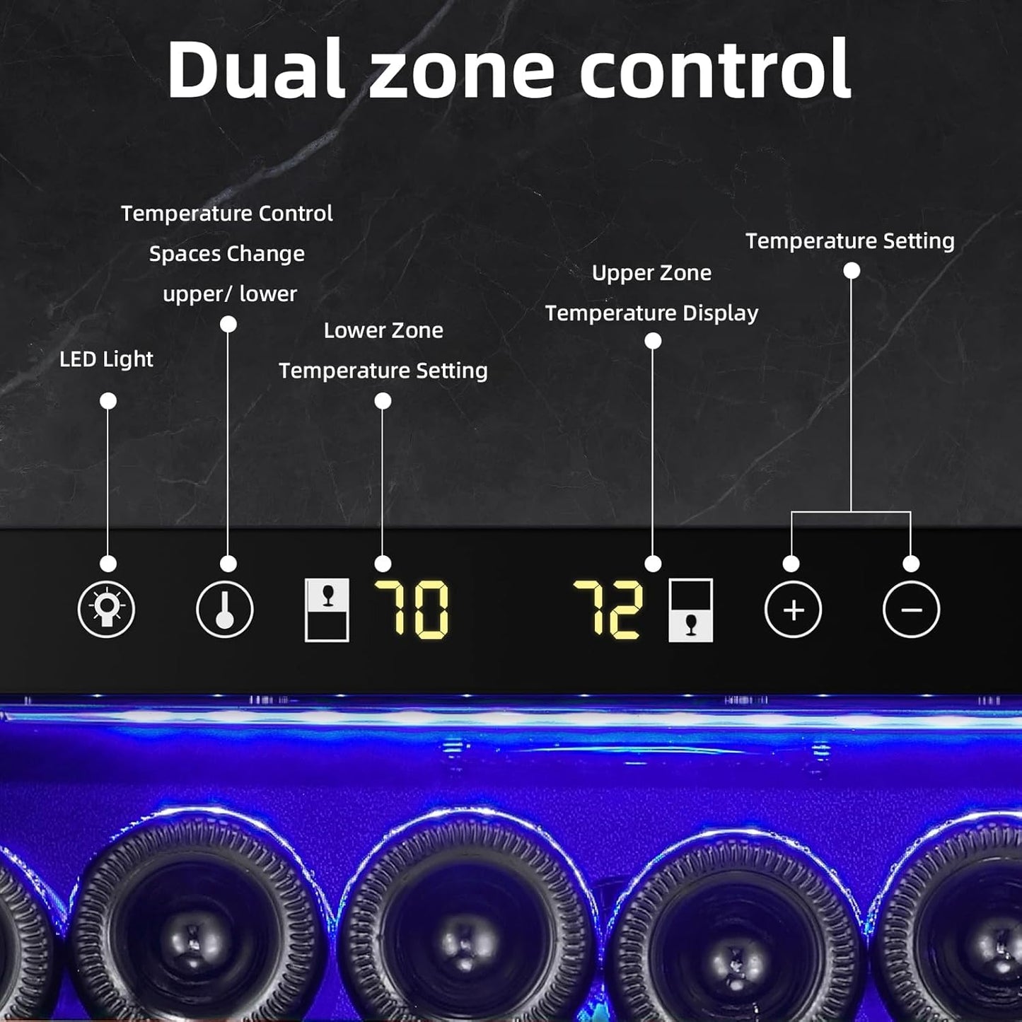 Antarctic Star 24 Inch Wine Fridge, 52 Bottle Wine Cooler Refrigerator. 39-64°F Dual Zone Wine Refrigerator Glass Door, Built in or Freestanding Under Counter Fridge for Home Bar Office