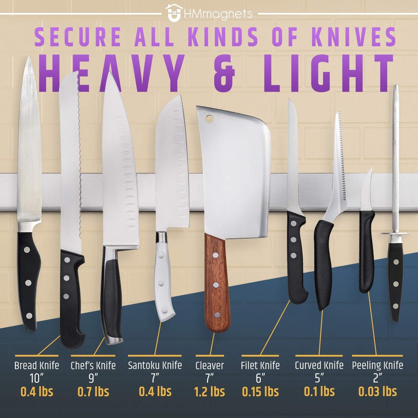 24 Inch Heavy-Duty Magnetic Knife Holder for Wall (Large Size) - Premium Stainless Steel Magnetic Knife Strip - Professional Space-Saving Knife Bar With Powerful Magnetic Pull Force (Upgraded Version)