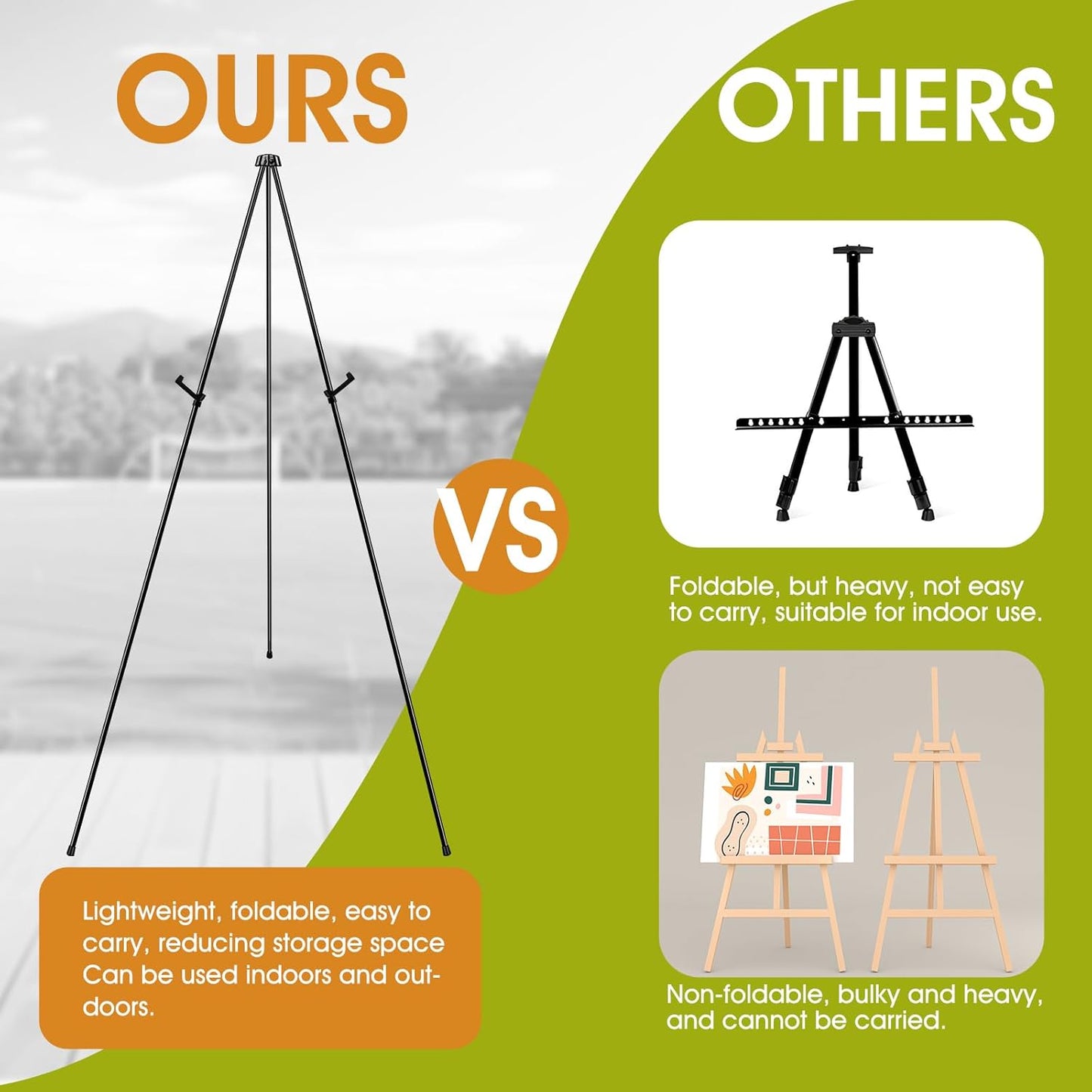 AROIC 63 "Easel Stand for Display, 10 Pack Portable Foldable Metal Easel, Easels for Signs Wedding Logos,Arts, Painting,Adjustable Floor Easels with 10 Storage Bag