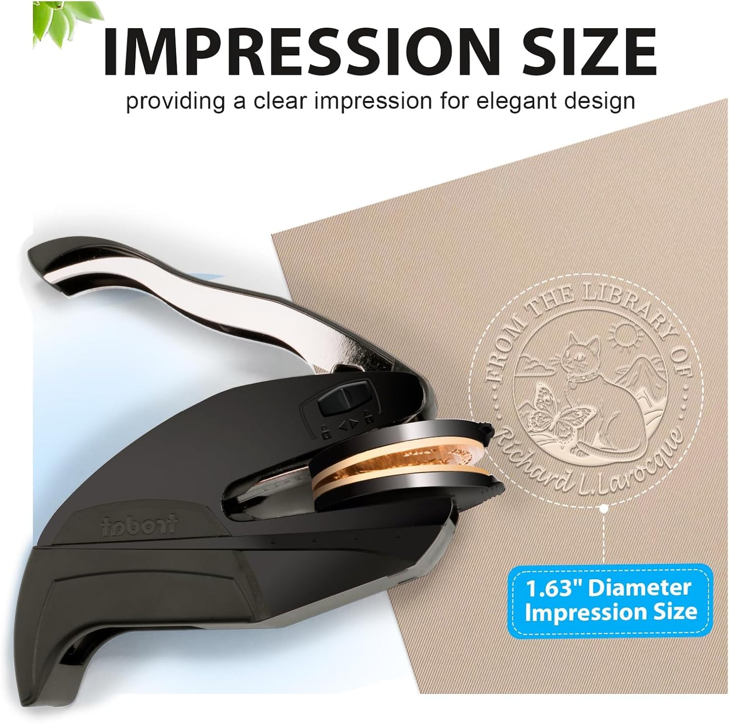 Custom Book Embosser | Personalized Book Stamp | Self Ink Rubber Stamp from The Library of | Customizable Embosser (Cat 6)