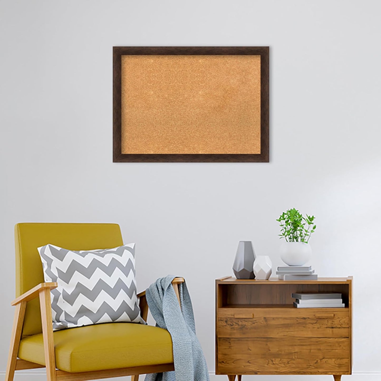 Amanti Art Natural Cork Board for Wall, 23x31 Vision Board with Brown Wood Frame, Medium Corkboard Office Decor for Home Organization, Casual Corkboard Pinboard to display items for home organization
