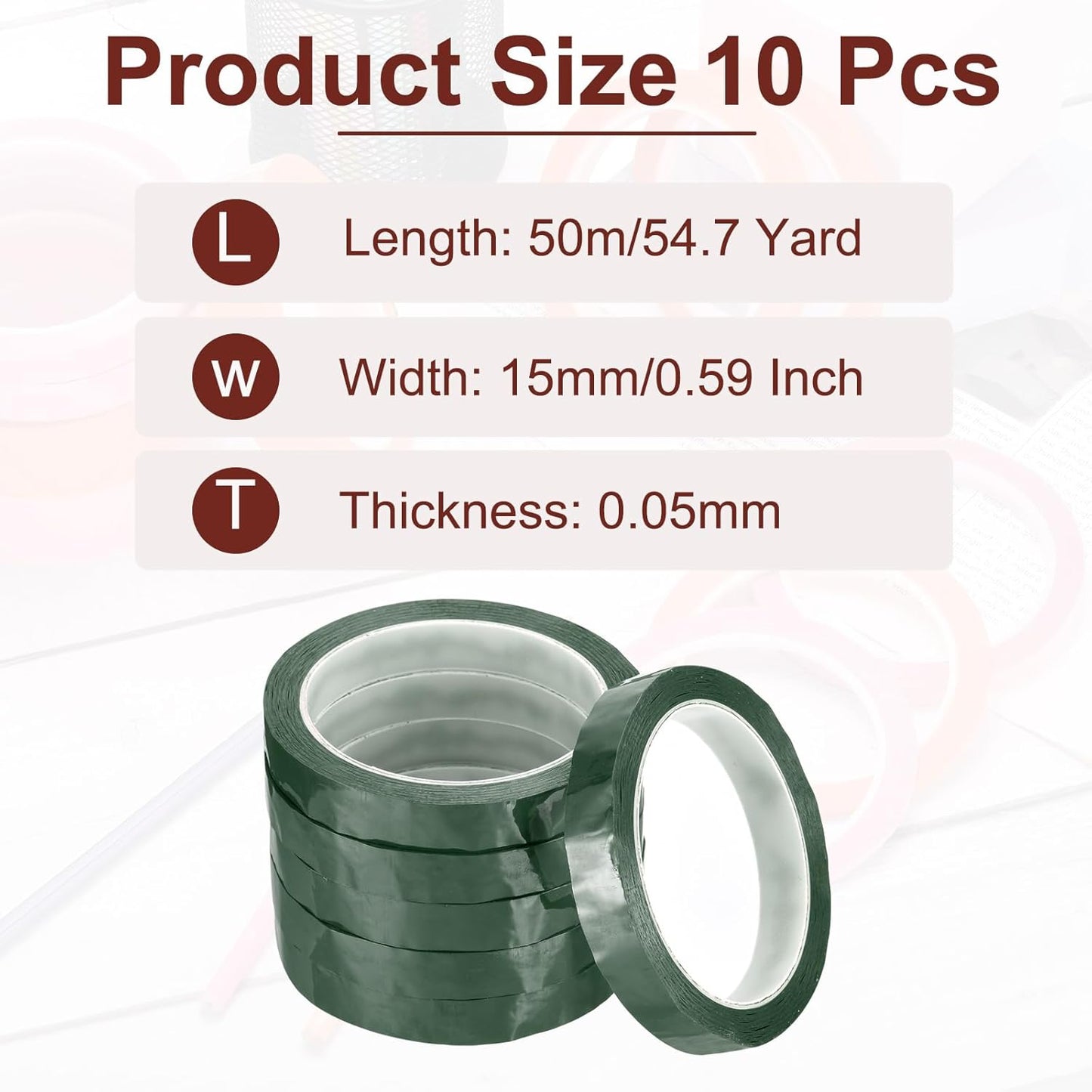 MECCANIXITY 10 Rolls Whiteboard Tape Graphic Chart Tape 15mm 54.7 Yard Art Tape Thin Self-Adhesive Pinstripe Tape Masking Tape for Gift Wrapping Craft Supplies, Green