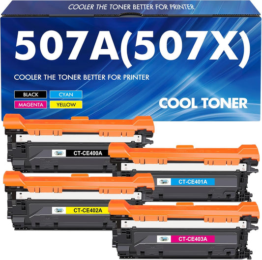 507A Toner Cartridge 4-Pack Compatible for HP 507A 507X CE400A CE401A CE402A CE403A 500 Color M551 Toner Cartridges for HP Laserjet Enterprise M551 M551n M551dn M551xh M570dn M570dw M575f Printer