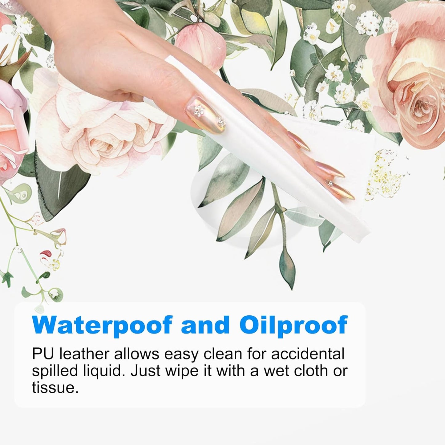 Desk Mat, Watercolor Pink Peony Flowers and Leaves Large Gaming Mouse Pad with Non-Slip Base Stitched Edges,Desk pad for Keyboard and Mouse Home Office 35.4"x15.7"