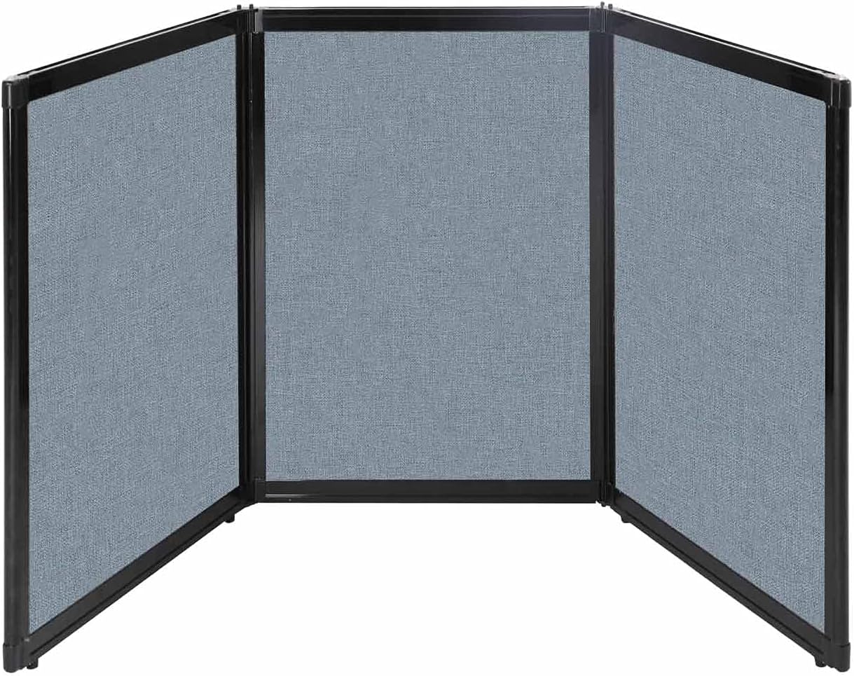 Versare Folding Tabletop Display | 3-Panel Partition | Lightweight Portable Workspace Divider | Powder Blue 78" x 36"