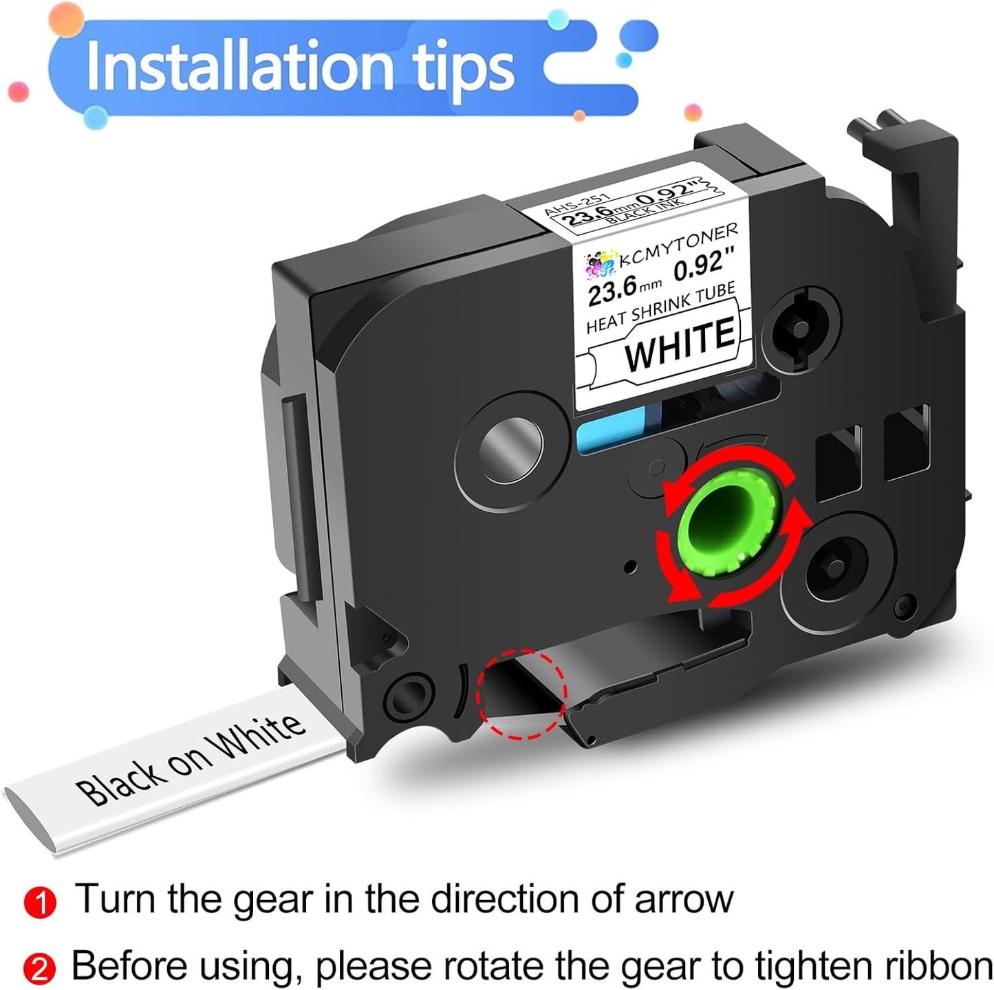 2 Pack Compatible for Ptouch HSe251 HSe-251 HS-251 HS251 23.6mm 0.92" Black on White Heat Shrink Tube for PT-D600 E500 E500VP E550W P700 P710BT P750WVP Label Maker
