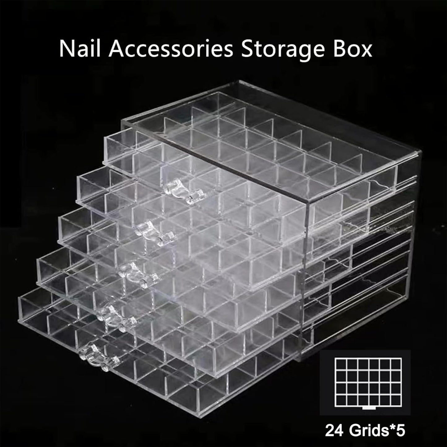 Feadily Acrylic Jewelry Organizer Box, Jewelry Drawer Organizer With 5 Drawers 120 Grids, Clear