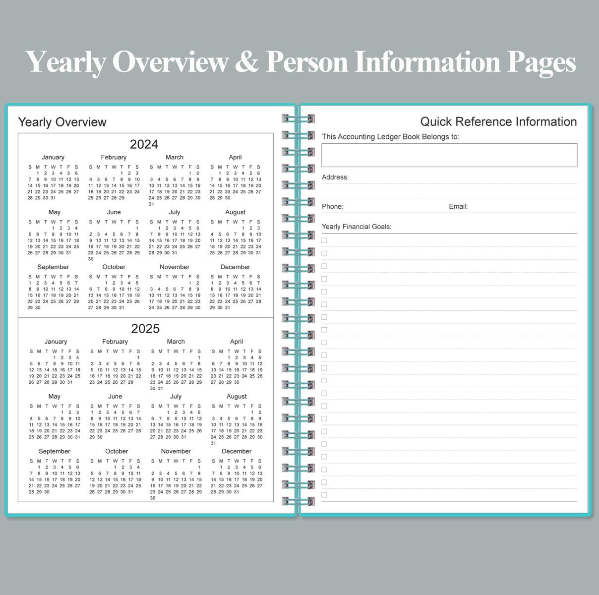 Accounting Ledger Book - A5 Ledger Book for Bookkeeping, Small Businesses & Personal Use, Expense Tracker Notebook for Tracking Money, Expenses, Deposits & Balance, 5.8" x 8.4", Teal