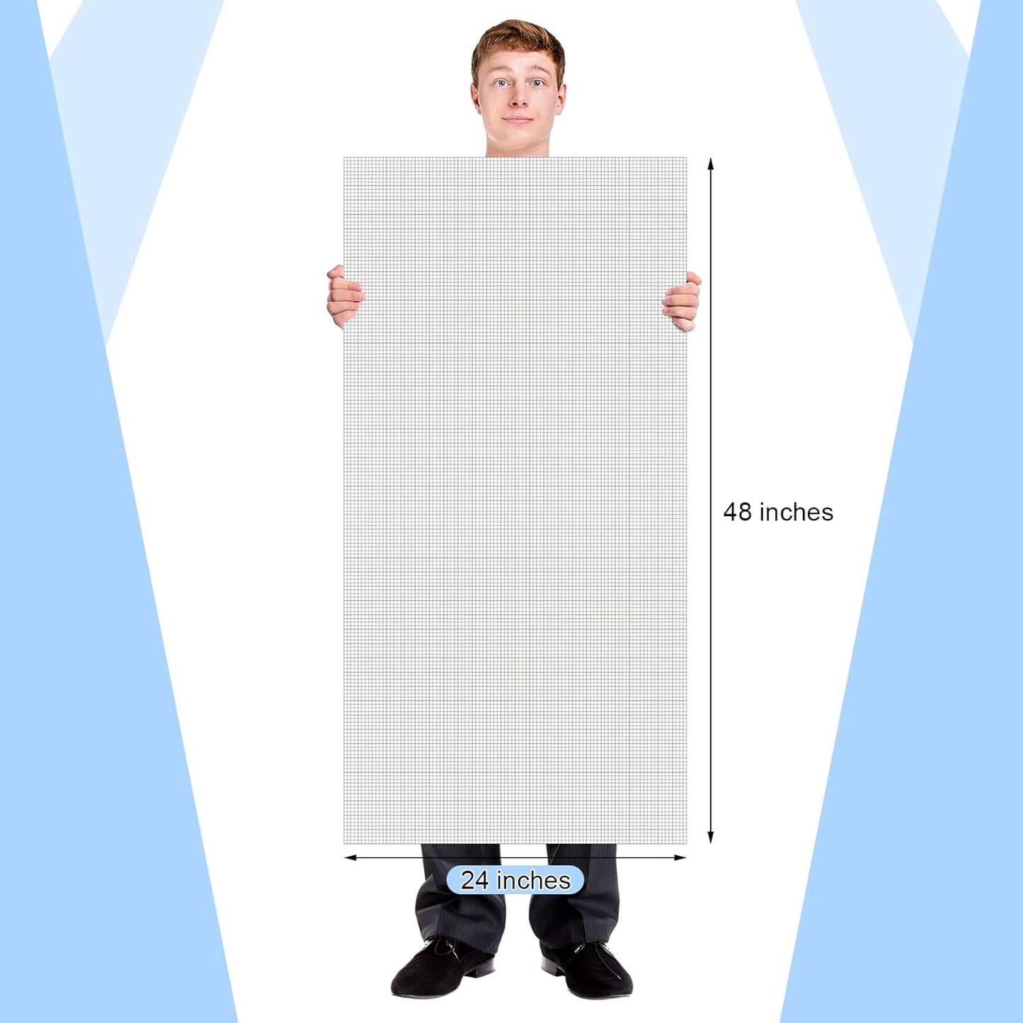 25 Sheet Graph Paper Pad 24" x 48" Large Graph 1" and 1/4" Ruled Grid Paper for Engineer Architect Designer Mathematician Draftsmen Sketch House Commercial Building Plan Drafting(White)