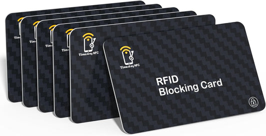 RFID Blocking Cards - 6 Pack Premium Contactless NFC Debit Credit Card Passport Protector Blocker, Smart Slim Design，for Credit Card Holder Identity Theft Prevention