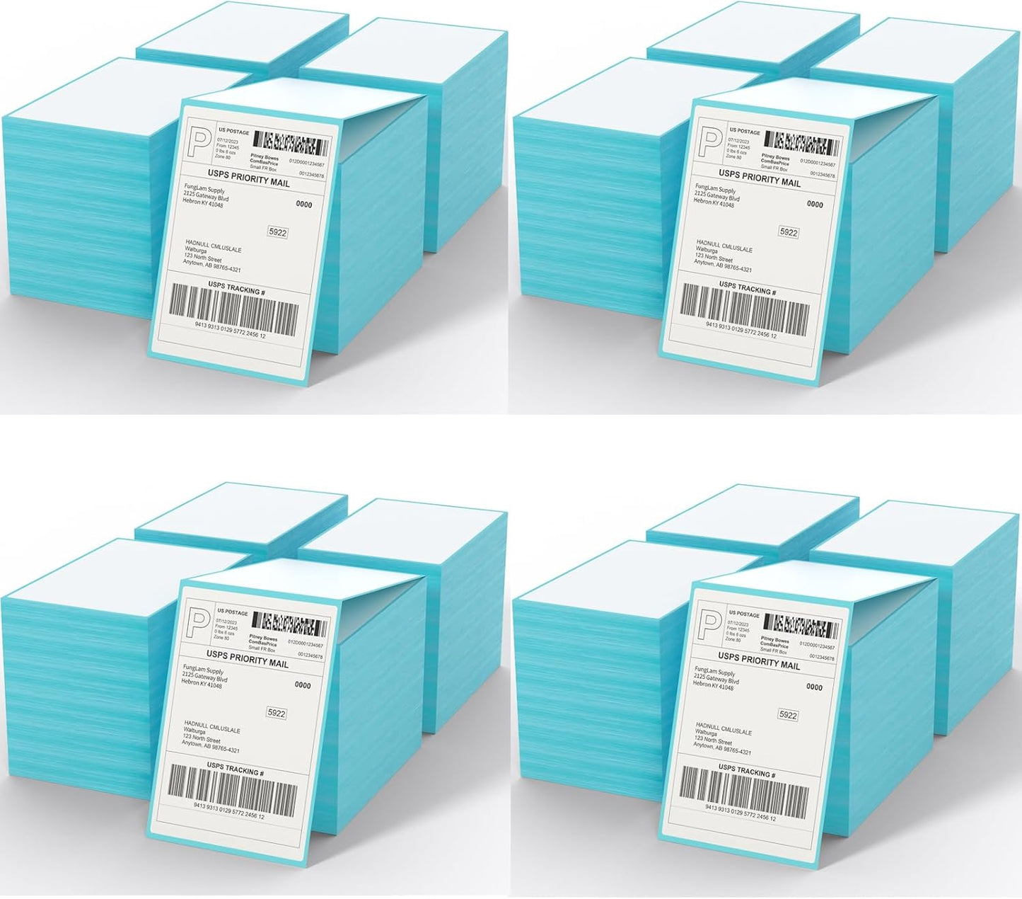 FungLam Direct Thermal Shipping Labels - 4x6 Thermal Labels Fanfold - Perforated and Strong Adhesive - 50000 Labels (1000 Labels per Stack, 50 Stacks)