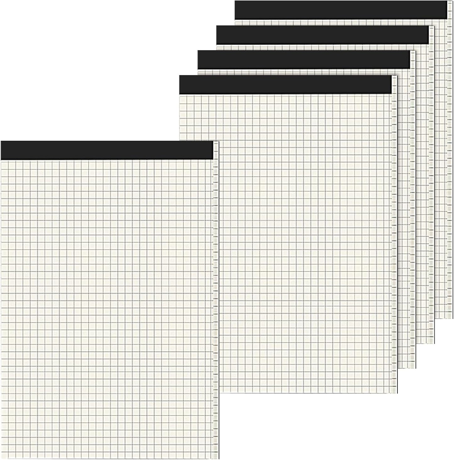 5 Pack A4 Graph Paper Pads, Quad Grid Paper Pad, 80 Sheets/Pad, Graph Paper Notebook for Office Supplies, Architects, White
