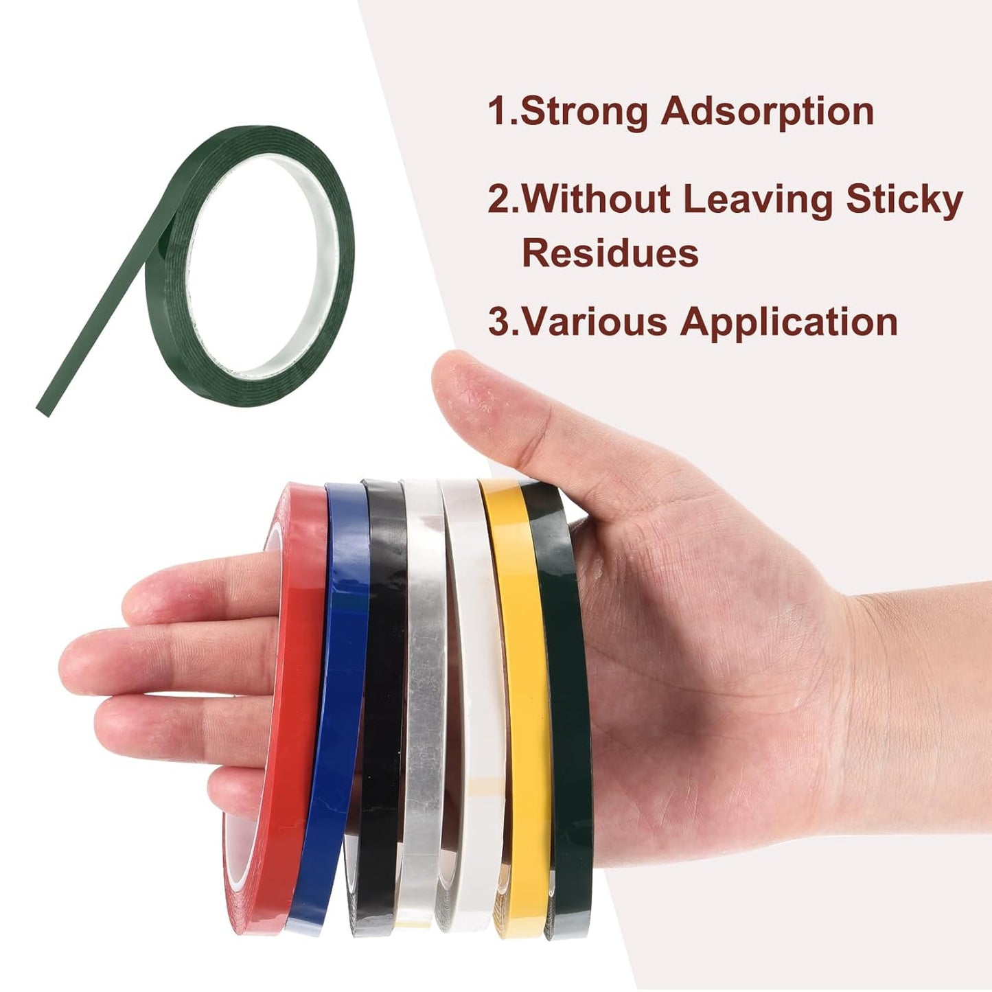 MECCANIXITY 10 Rolls Whiteboard Tape Graphic Chart Tape 10mm 54.7 Yard Art Tape Thin Self-Adhesive Pinstripe Tape Masking Tape for Gift Wrapping Craft Supplies, Green