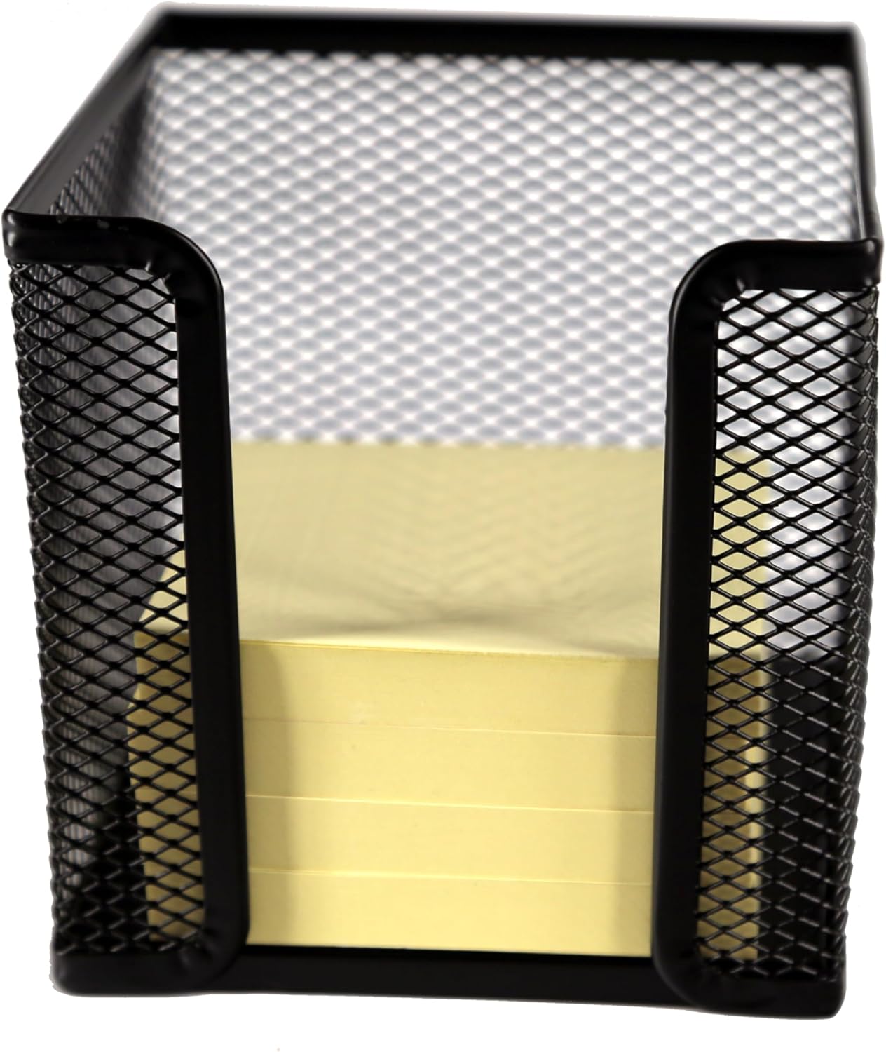 Huron Desktop Desk Sticky Note Pad Memo Note Cube Holder Dispenser for Office Home School, Black Metal Mesh (1/4/24/72) (72 pc)