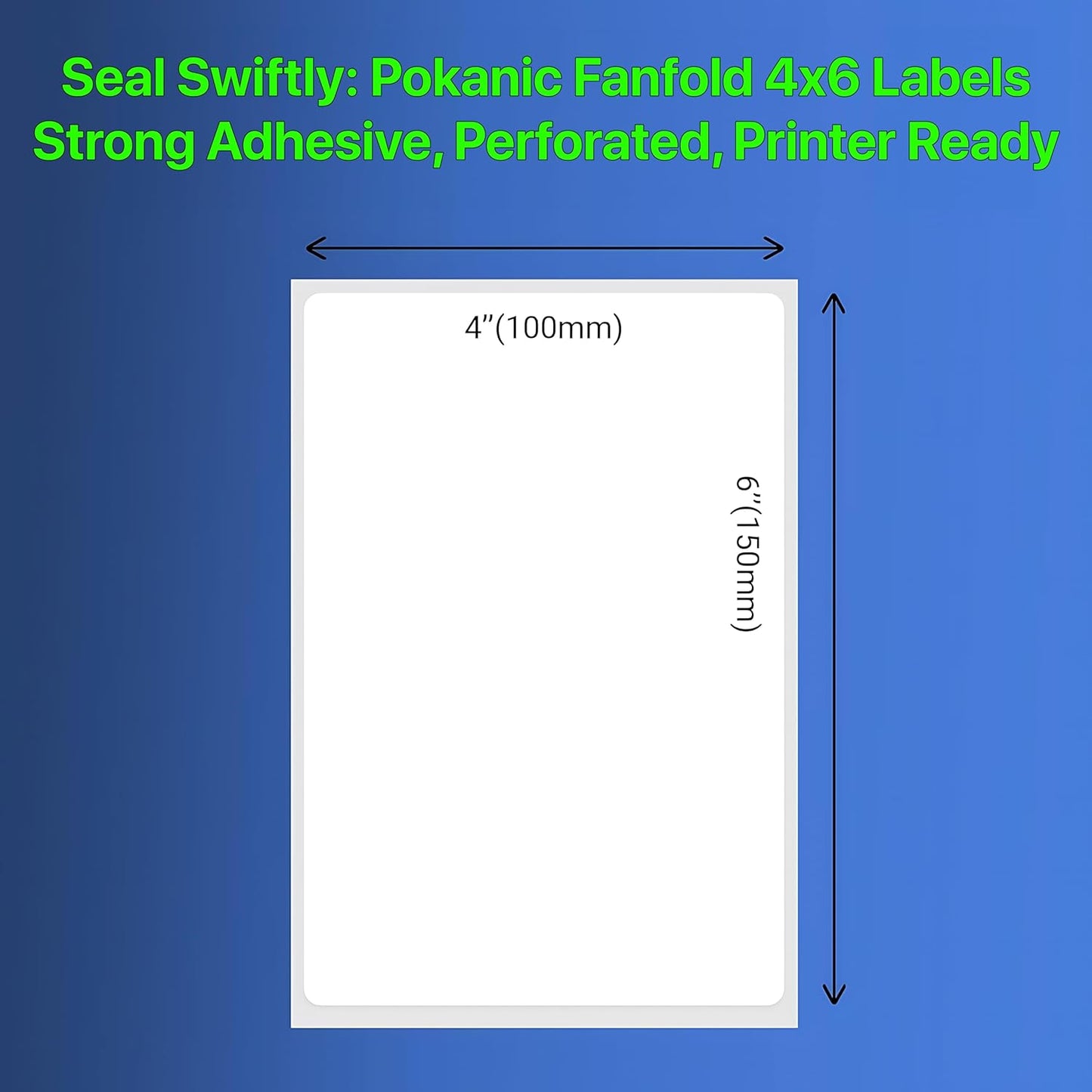 Fanfold [4 x 6 inch] x [6000 Labels] Thermal Stack Direct White Strong Adhesive Perforated Postage Shipping Printer Compatible with Zebra SNBC Epson Rollo (6000 Labels, Fanfold)