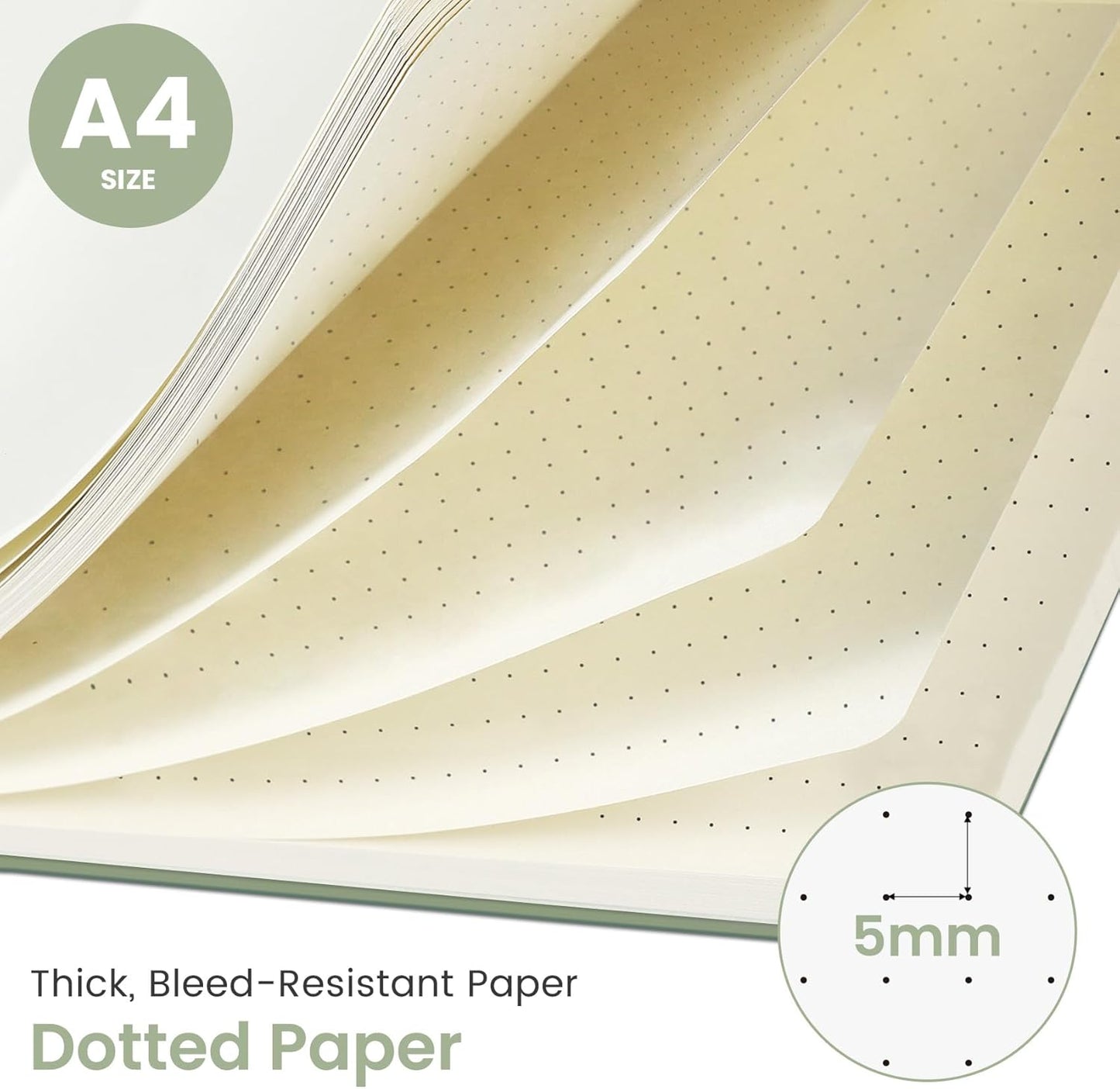 Taja Spiral Dotted Notebook, 8.5"x11" Notebooks for Work, Large A4 Journal for Women & Men, Bullet Dotted Journal, Journaling Notebook for Writing, Plastic Cover Spiral Journal, Green