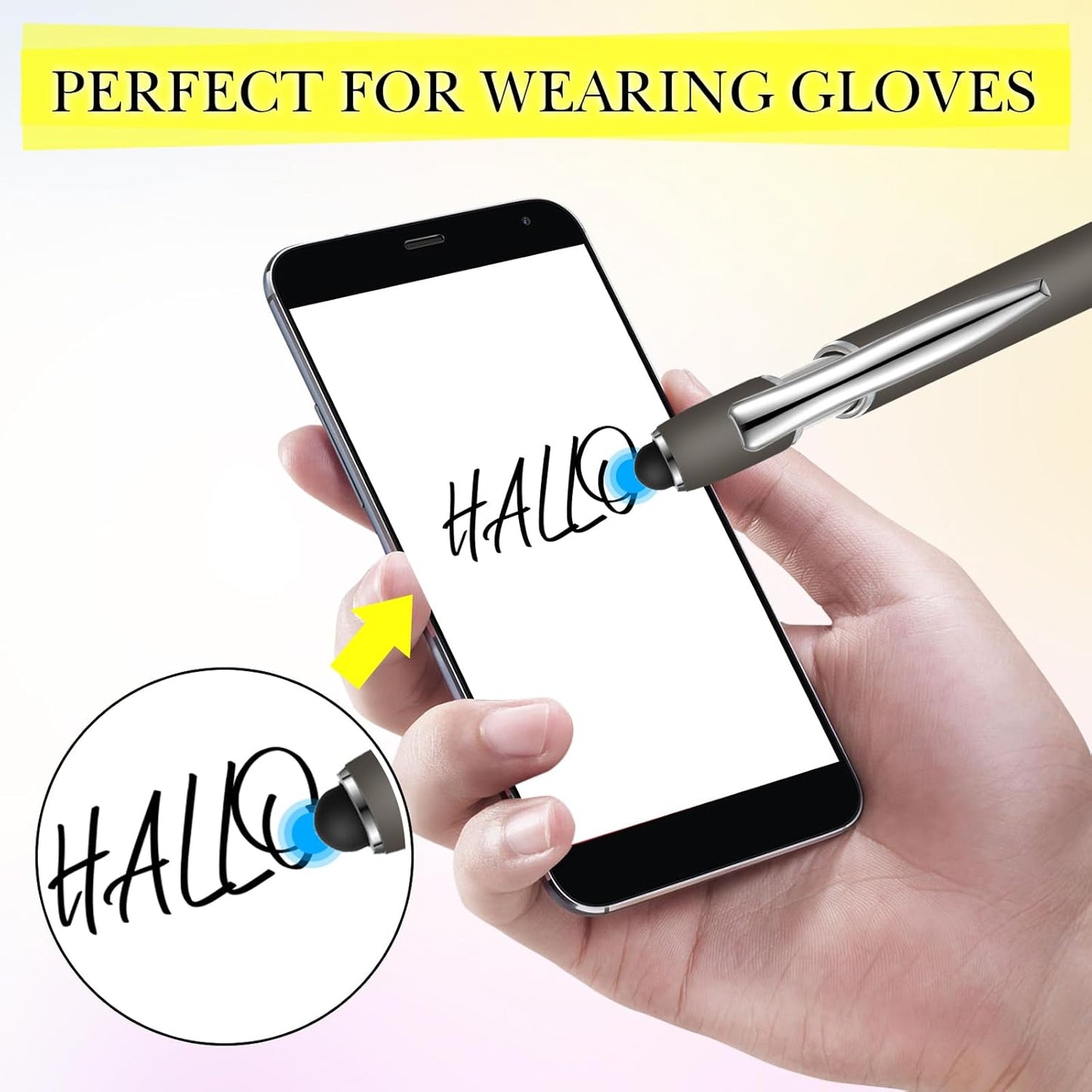 Zonon 38 Pieces Rubberized Ballpoint Pen with Stylus Tip Stylish Metal Pen Capacitive Styli with Soft Rubberized Grip, Black Ink for Most Devices(Gray)