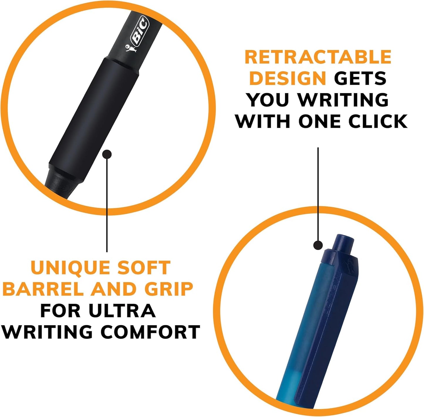 BIC Soft Feel Retractable Ballpoint Pen with 1.0 mm Medium Point and No-Slip Grip, 36-Count in Assorted Ink