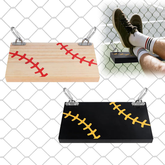 2PCS Portable Hanging Wood Footrest with Baseball Designed - Wooden Foot Rest Board for Fences, Ergonomic Footrest for Fans, Athletes, Wood Foot Tray for Baseball and Softball Games and Events