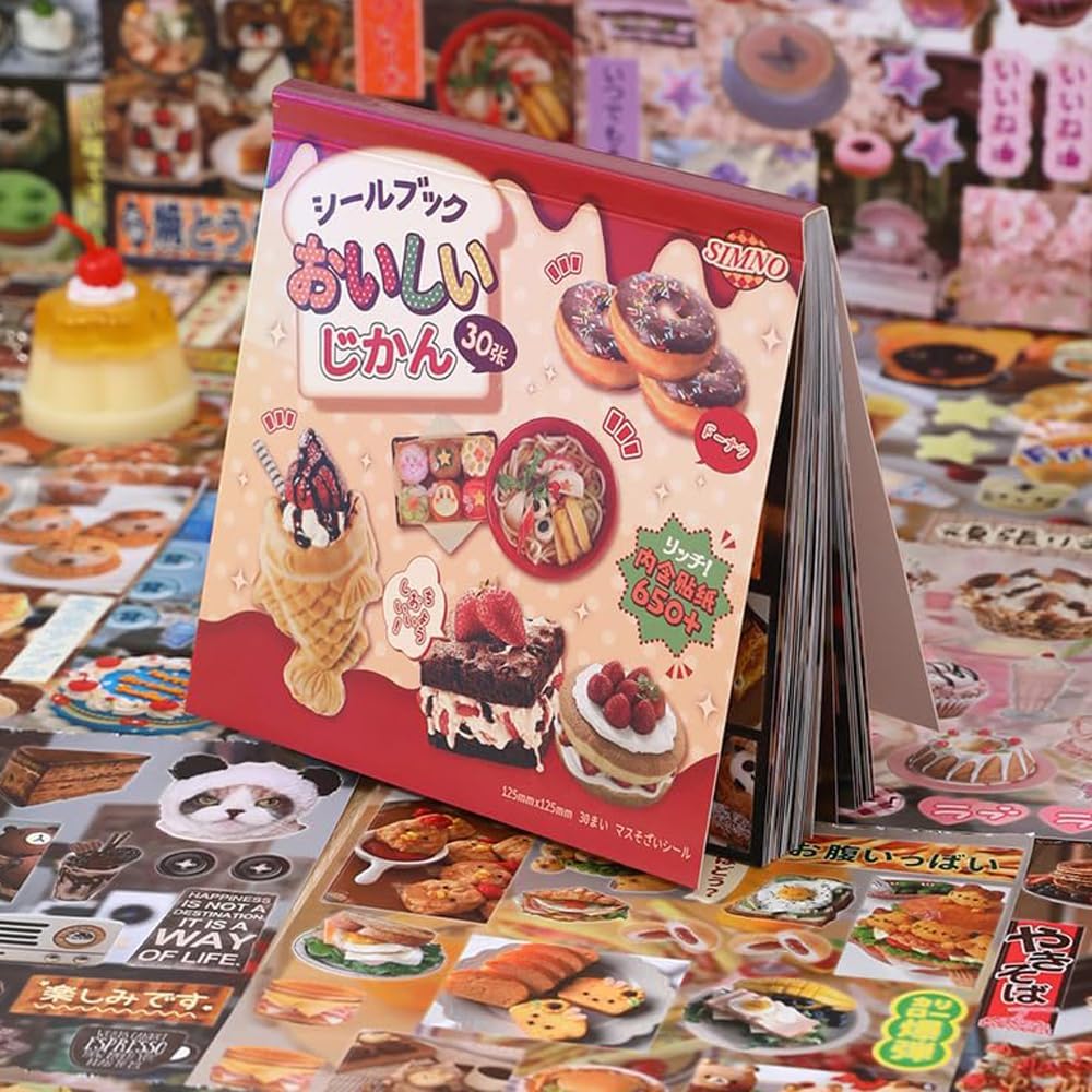 Alideco 30pcs Scrapbook Stickers Vintage Gourmet Desserts Sticker Book for Adults Sticker journaling Stickers for Scrapbooking (shiquxiaoguan)